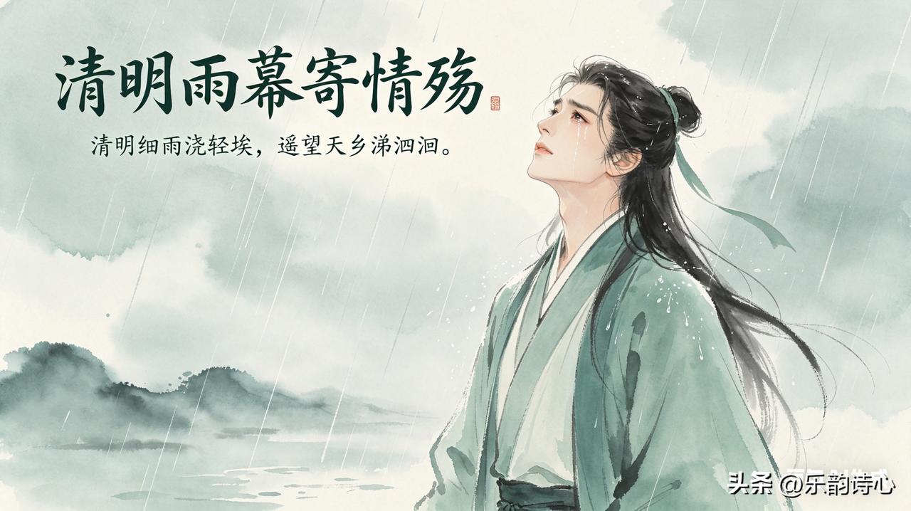 《清明雨幕寄情殇》乐韵诗心原创诗词:
清明细雨浥轻埃，
遥望天乡涕泗洄。
往昔音