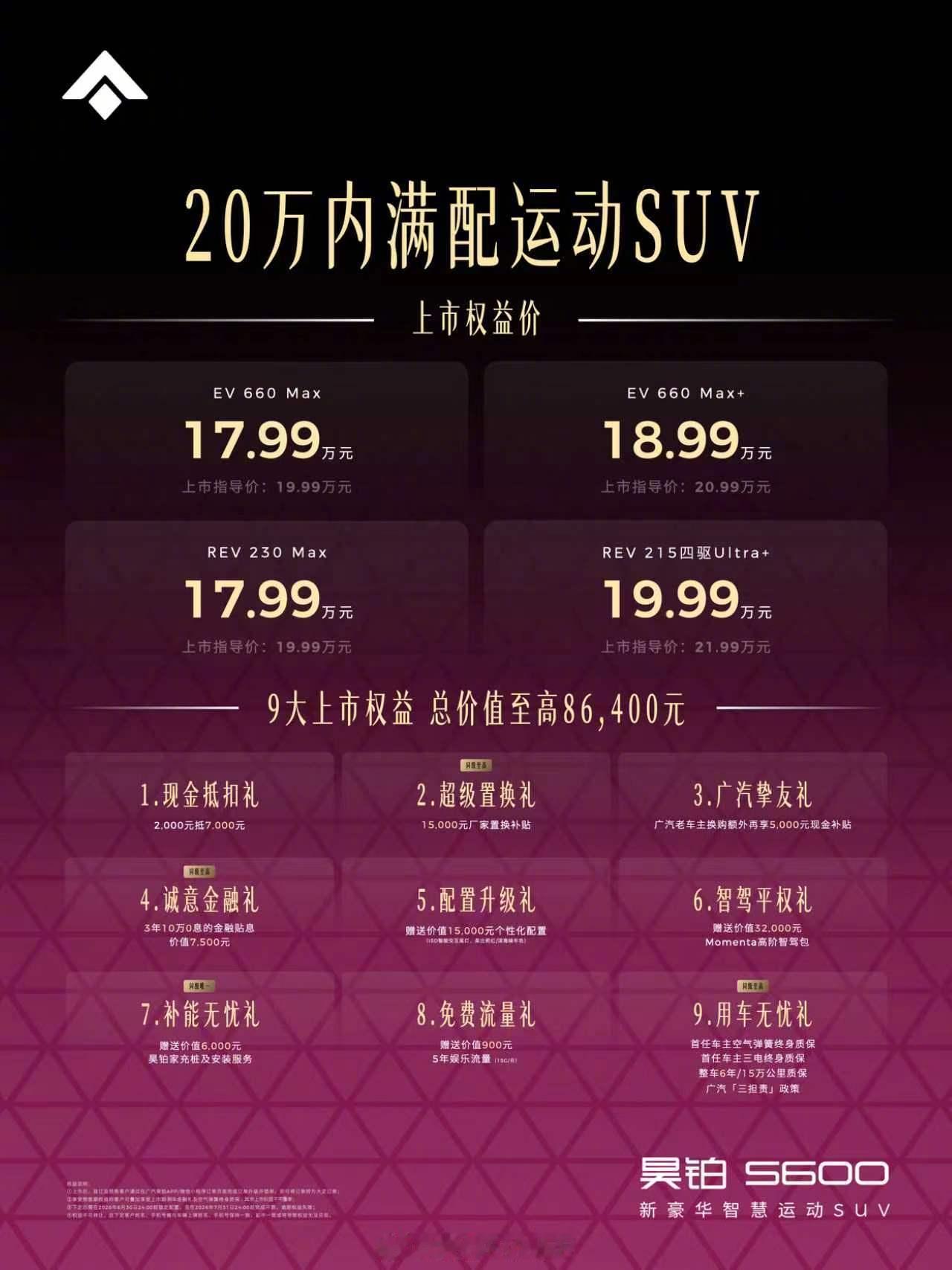 昊铂S600上市权益价17.99万起满配超值昊铂S600昨晚在广州阿那亚昊铂小镇