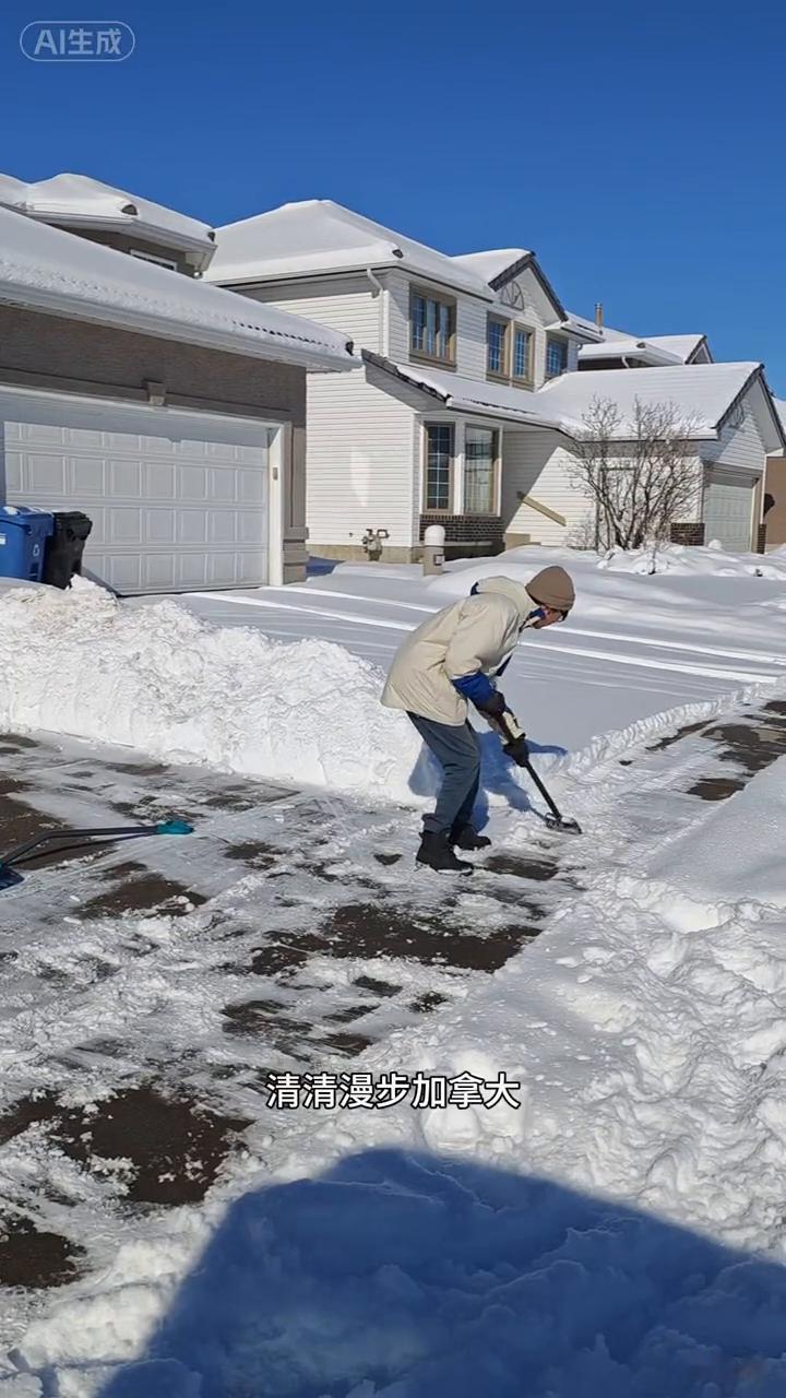 星星漫步加拿大，分享有烟火气的海外生活。周末的卡尔加里下了场大雪，两个孩子又揽到