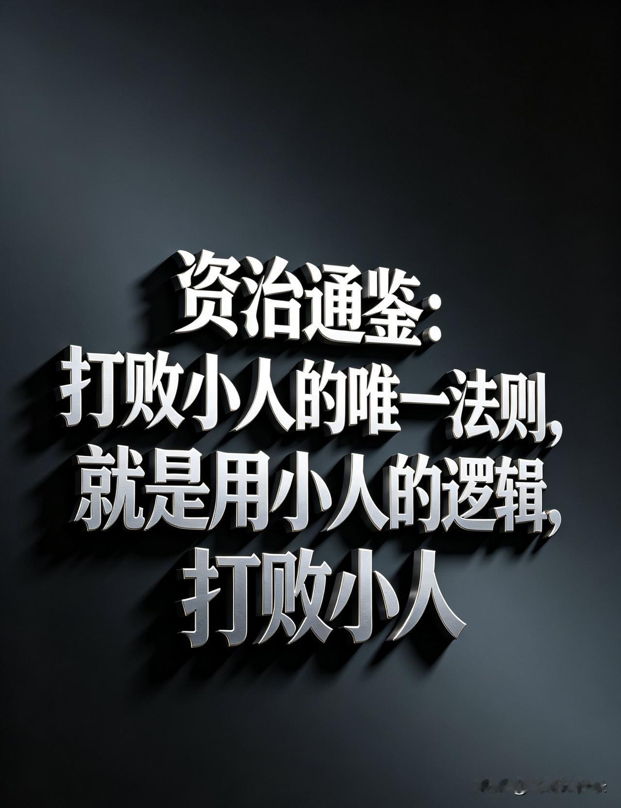 《资治通鉴》：打败小人的唯一法则，
就是：

用小人的逻辑，打败小人

你被小人