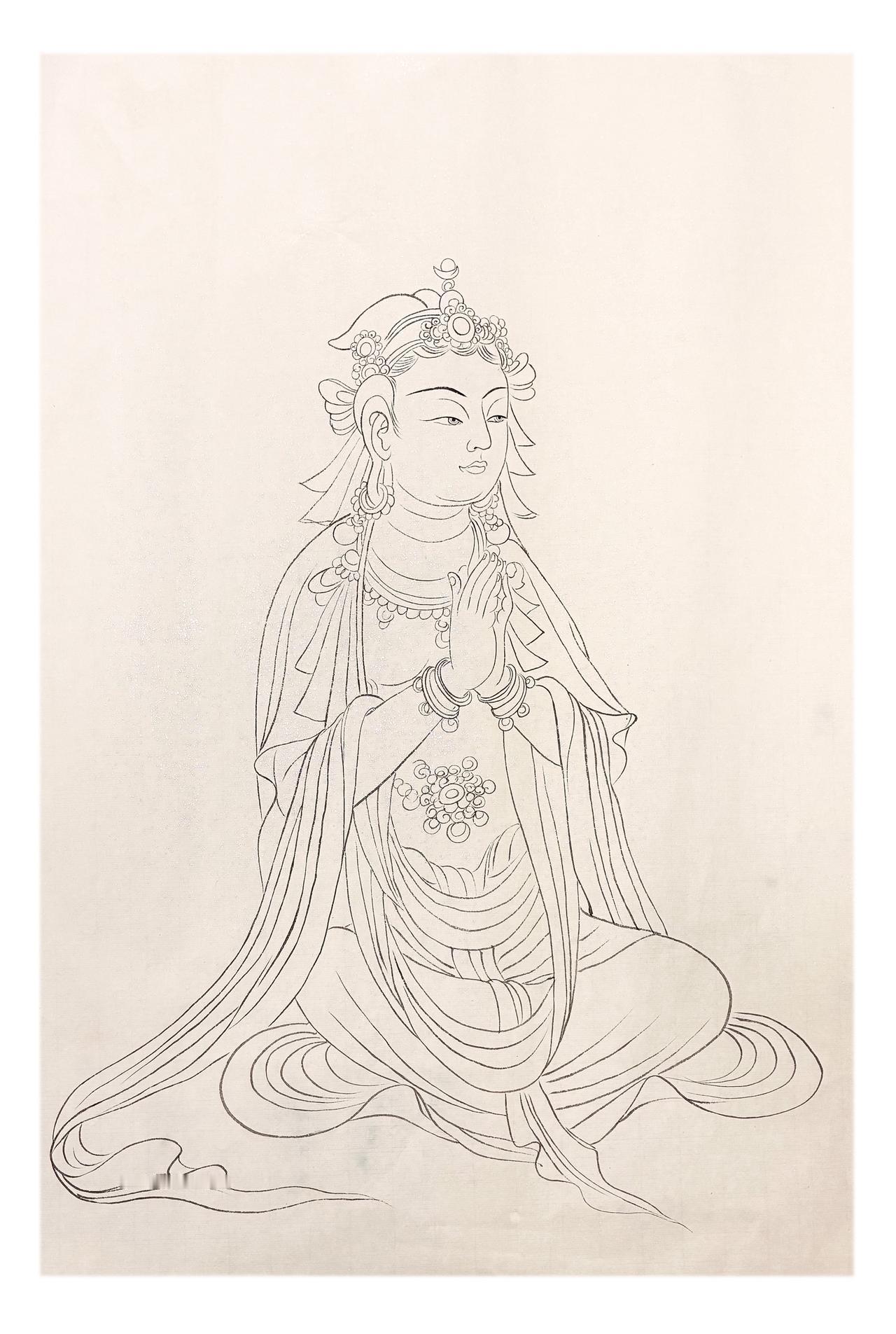 白描佛像绘画 一笔一画皆是修行