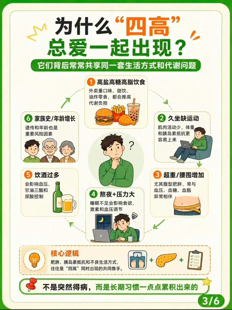 四高已经在悄悄围猎年轻人了高血压、高血糖、高血脂、高尿酸，正在盯上年轻人。没有痛