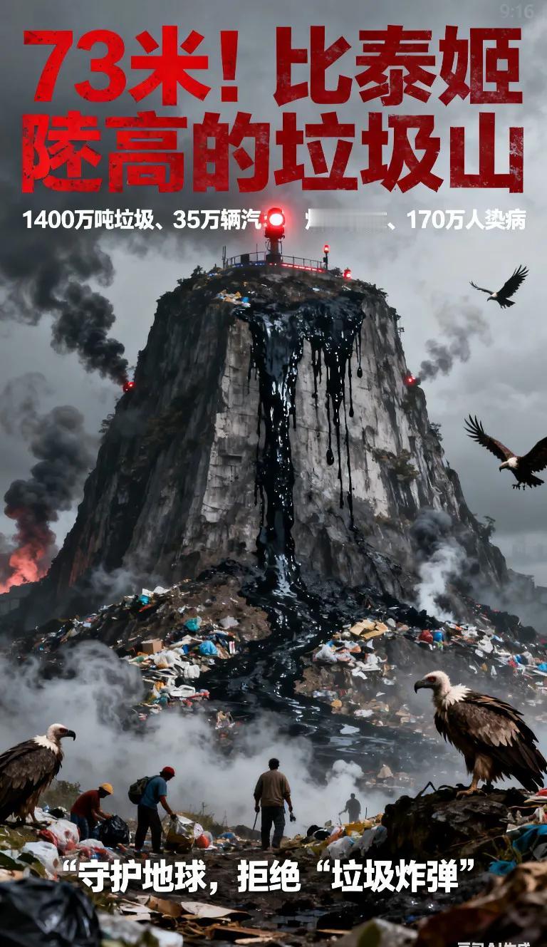 印度加济布尔垃圾山高73米超泰姬陵！你敢信吗？[大笑]
   这座垃山，占地28