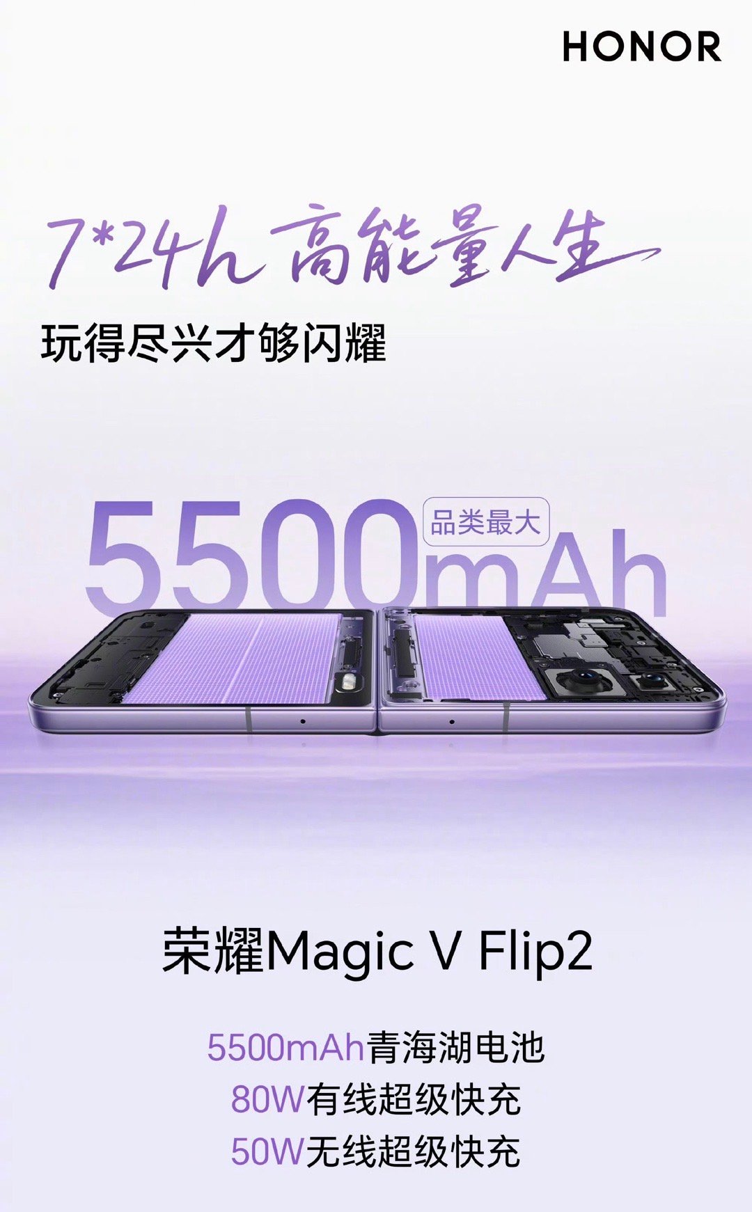 荣耀这是和续航杠上了，荣耀Magic V Flip2都搭载5500mAh青海湖电