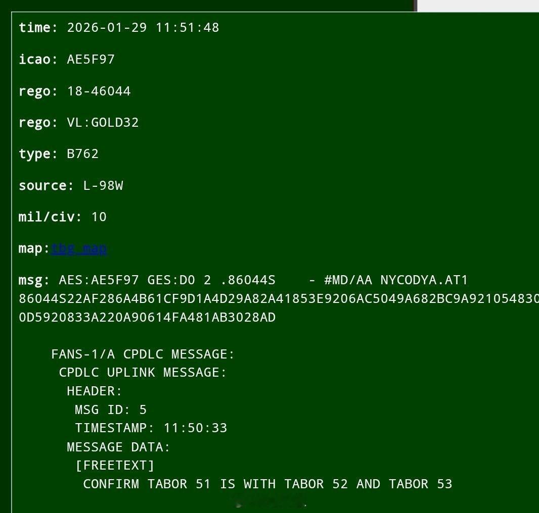 今天，四架美国空军的 KC-46A 加油机（呼号为 GOLD31-32-41-4