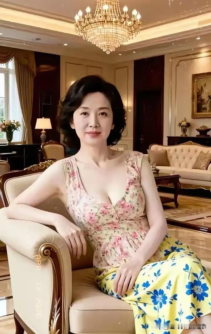 当年也是一枝花，
貌美温柔人人夸。
如今岁月添霜发，
半老徐娘显风华。