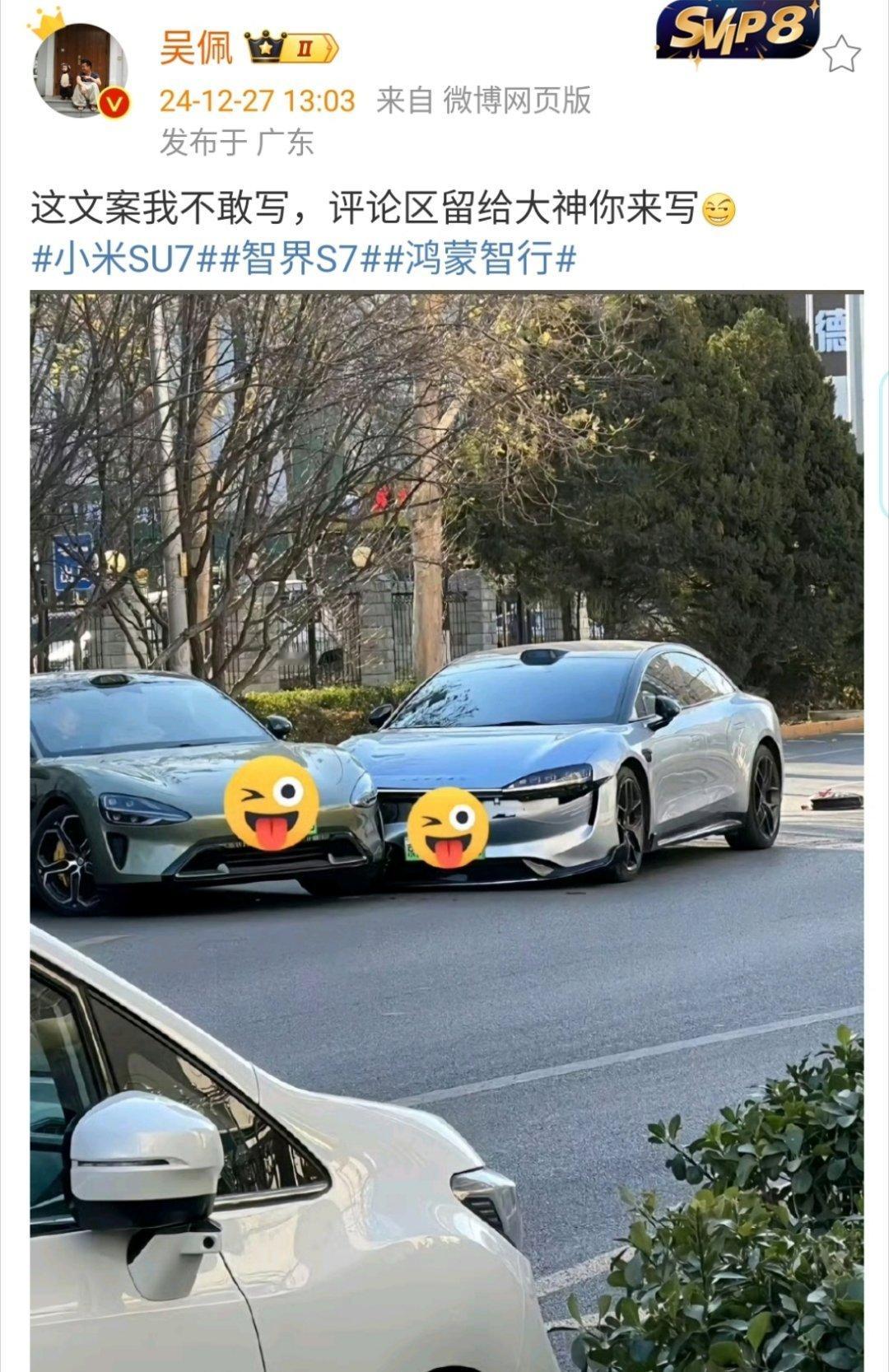 发了一张有关 小米su7  和 智界s7  的图，俩都带了激光雷达，看这么亲昵的