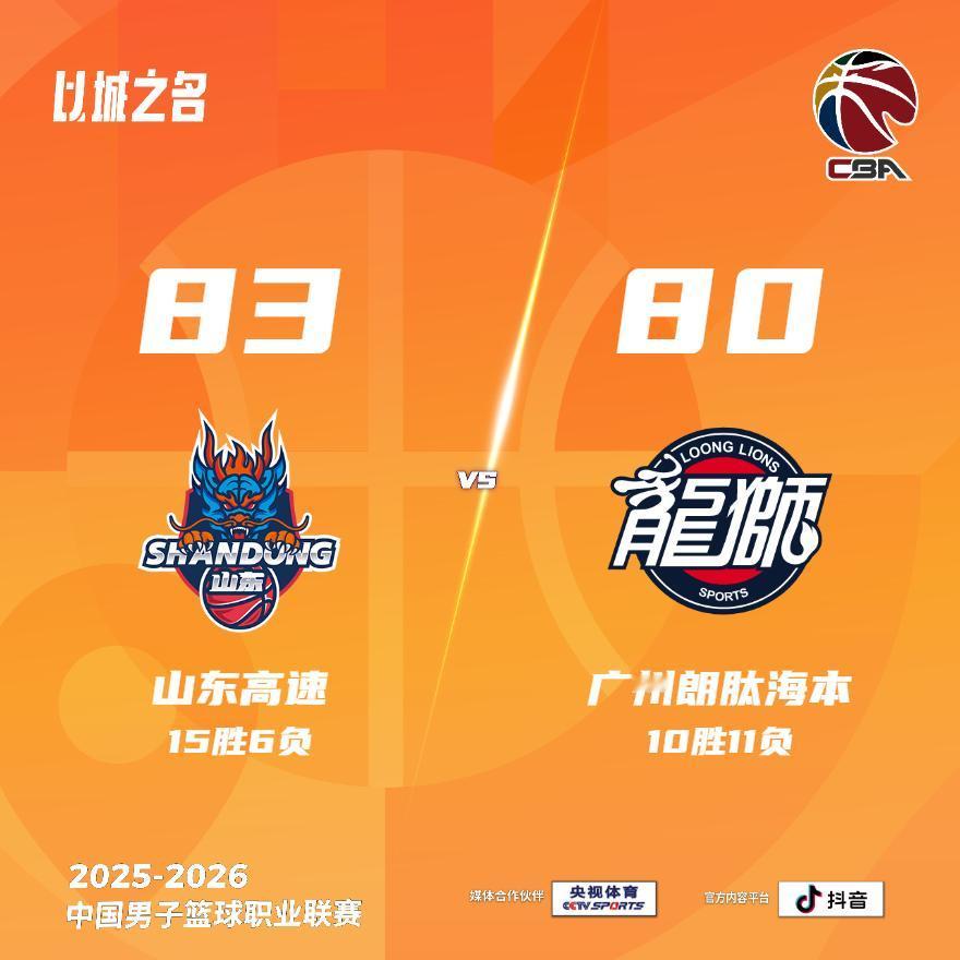 山东高速 83-80 广州朗肽海本 山东男篮vs龙狮男篮
山东高速：珀塞尔23分