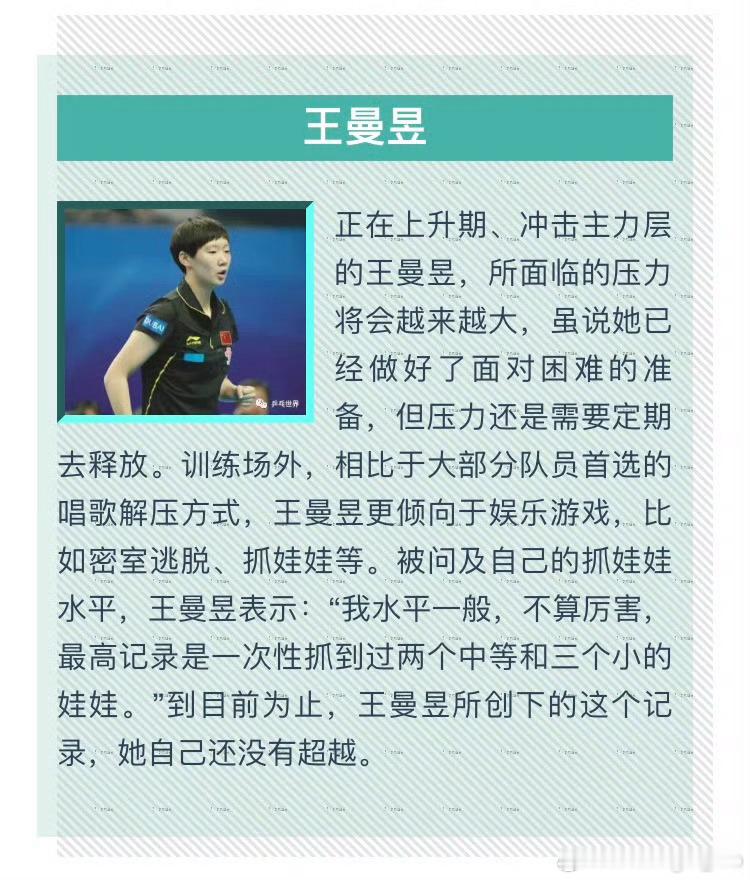 2017年乒乓世界的文章，不知道王曼昱的抓娃娃纪录刷新了没[摸鱼撸猫] ​​​