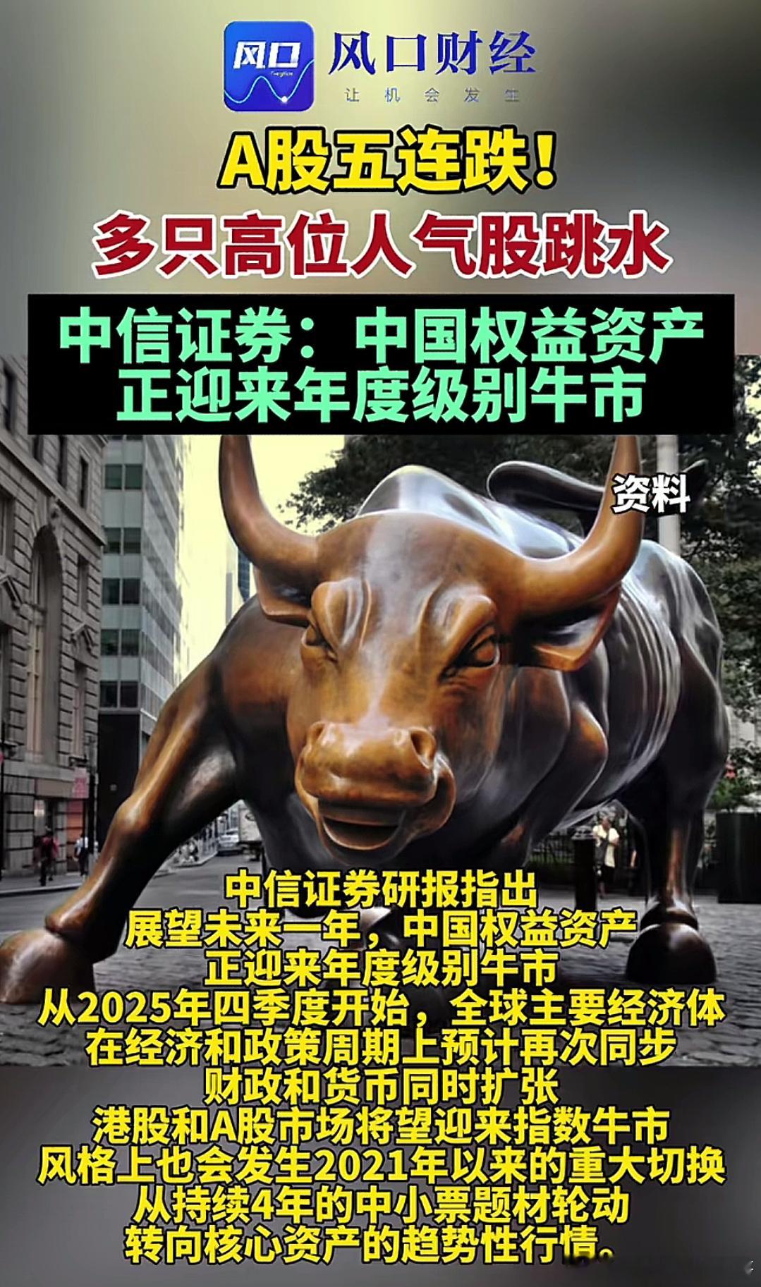 中信证券：中国权益类资产正在迎来年度级别牛市，时间就在2025年4季度 ​​​