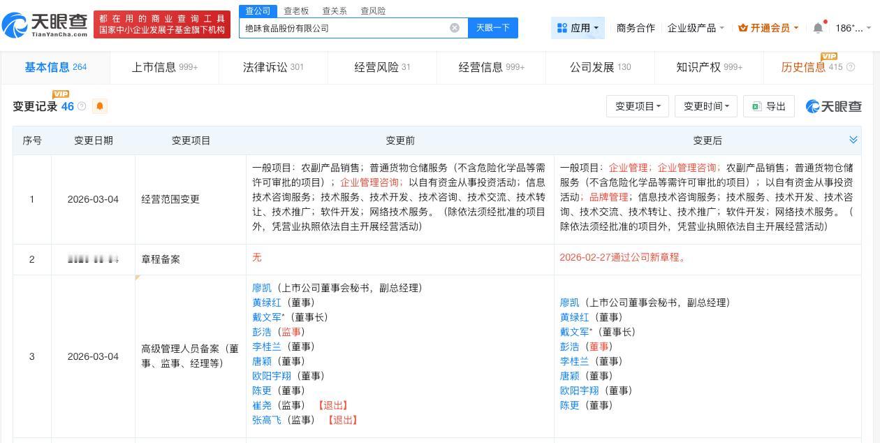 绝味鸭脖近期变更高管

绝味鸭脖曾发起数百起维权绝味鸭脖为什么卖不动了
4月23