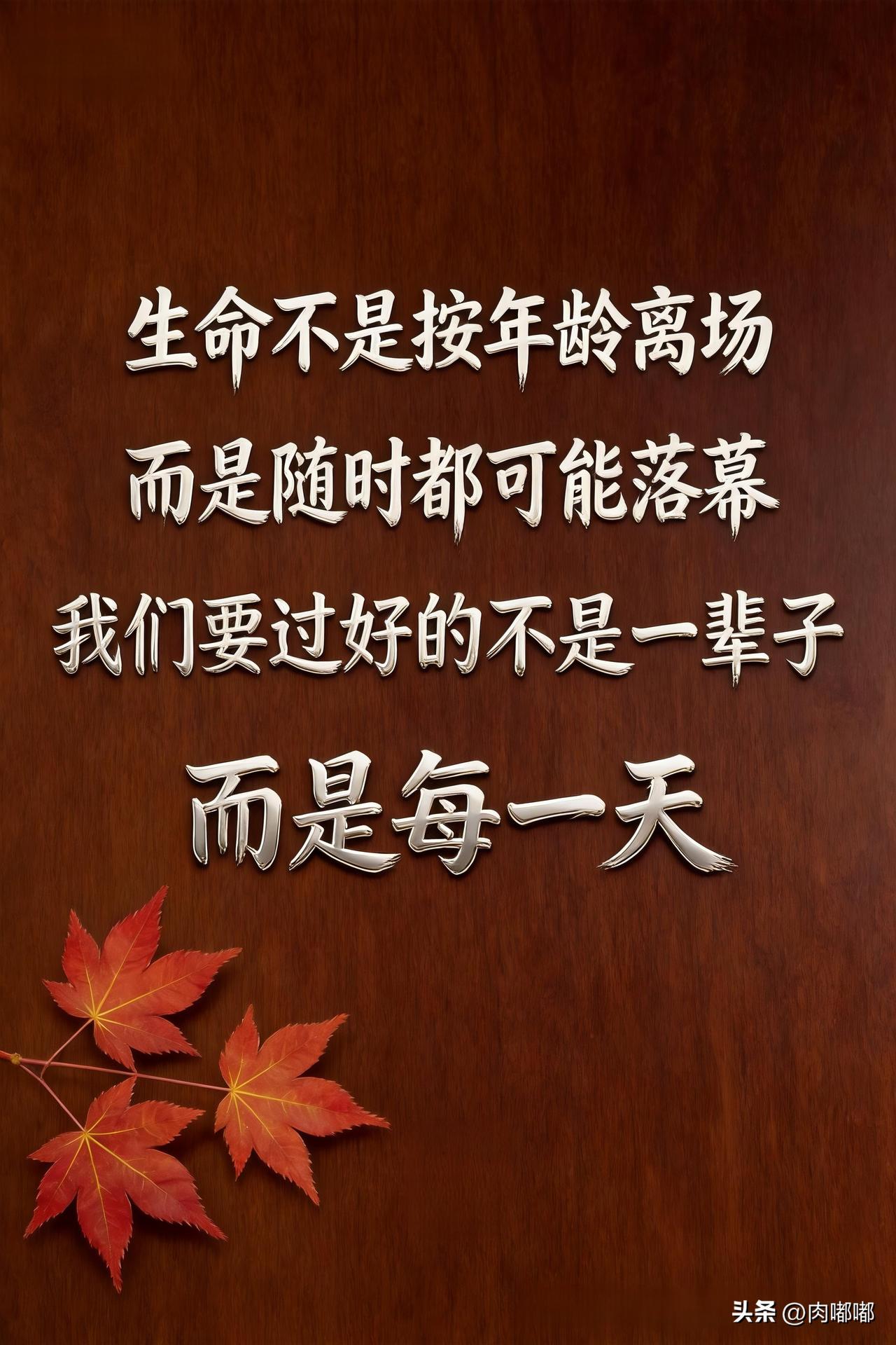 生命不是按年龄离场，而是随时都可能落幕。我们要过好的不是一辈子，而是每一天。[祈