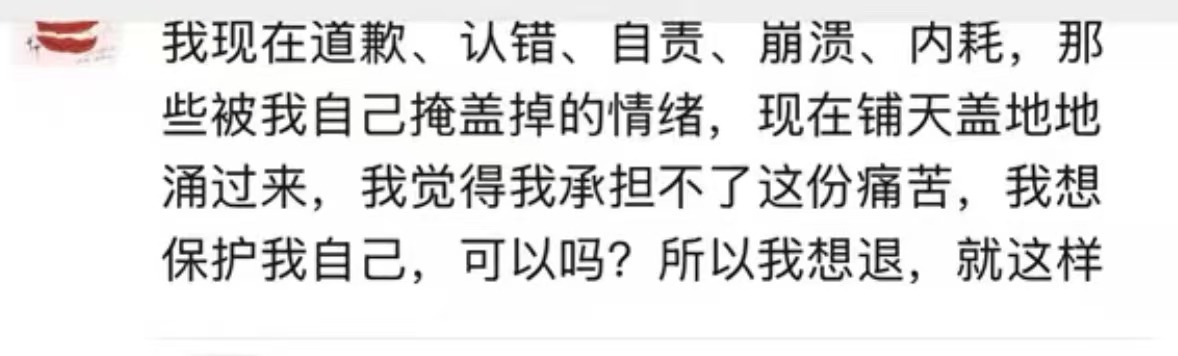 《投入了巨大的财力和精力》《我现在道歉、认错、自责、崩溃、内耗，那些被我自己掩盖