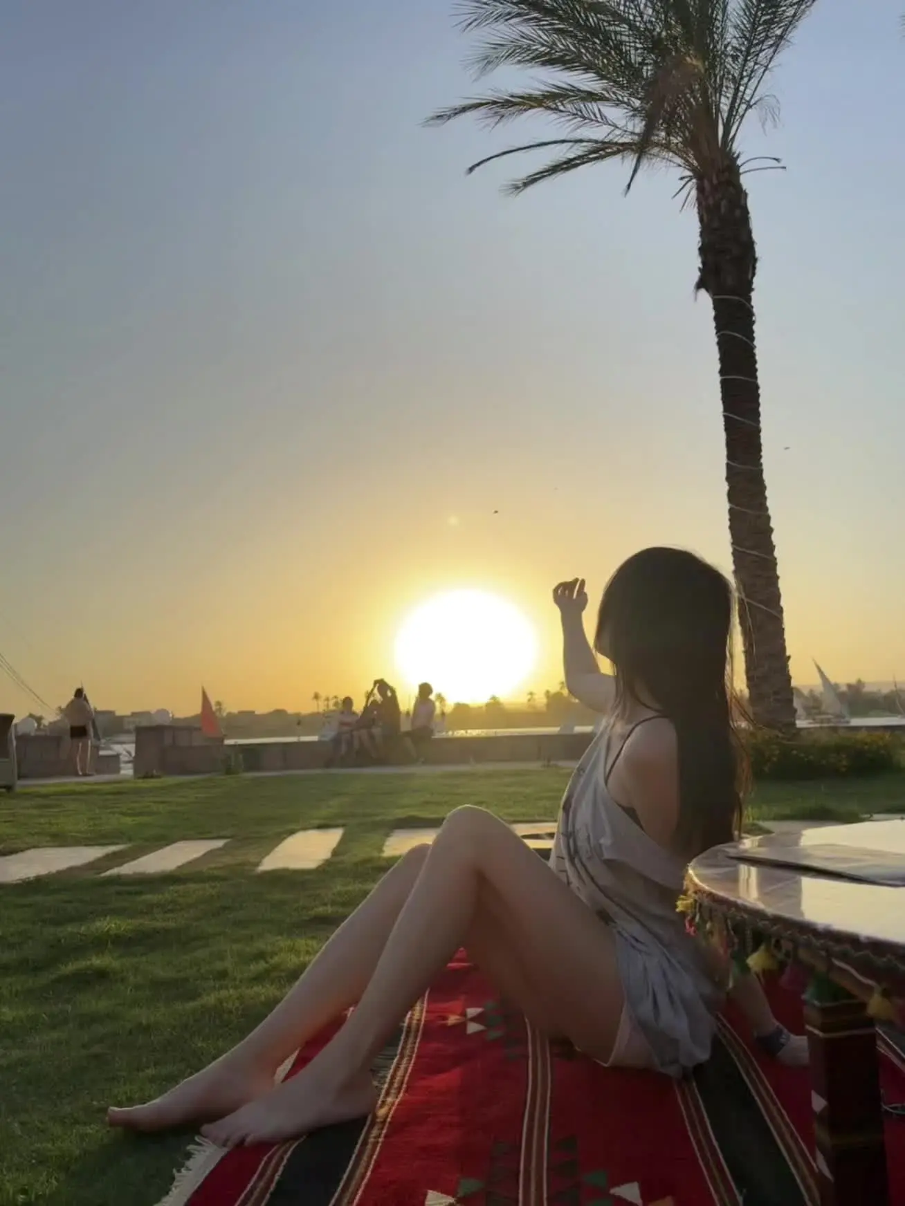 卢克索 尼罗河 尼罗河日落