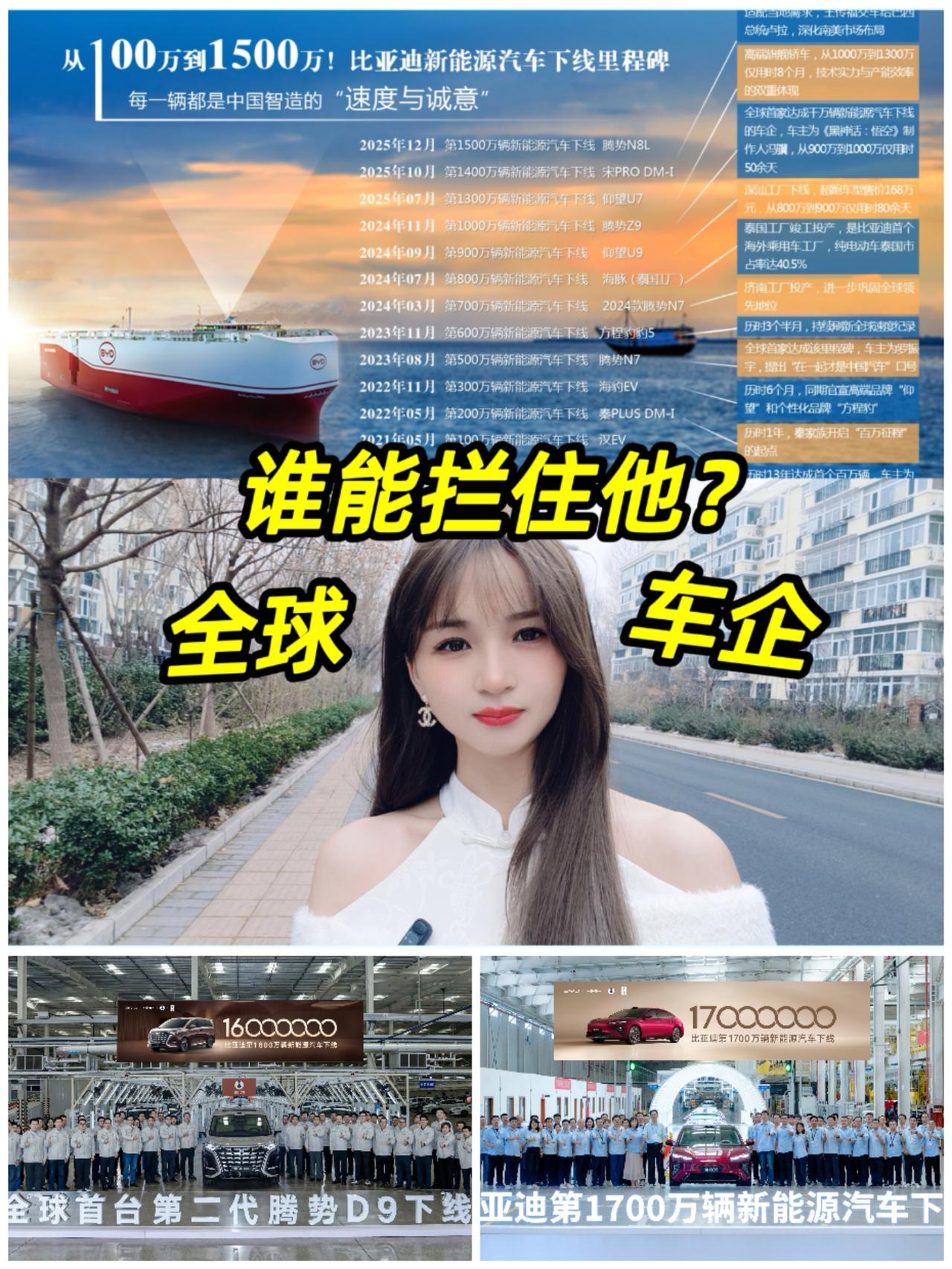 从100万到1700万，比亚迪百万量级里程碑从未断档
MPV、家用轿车先后成为千