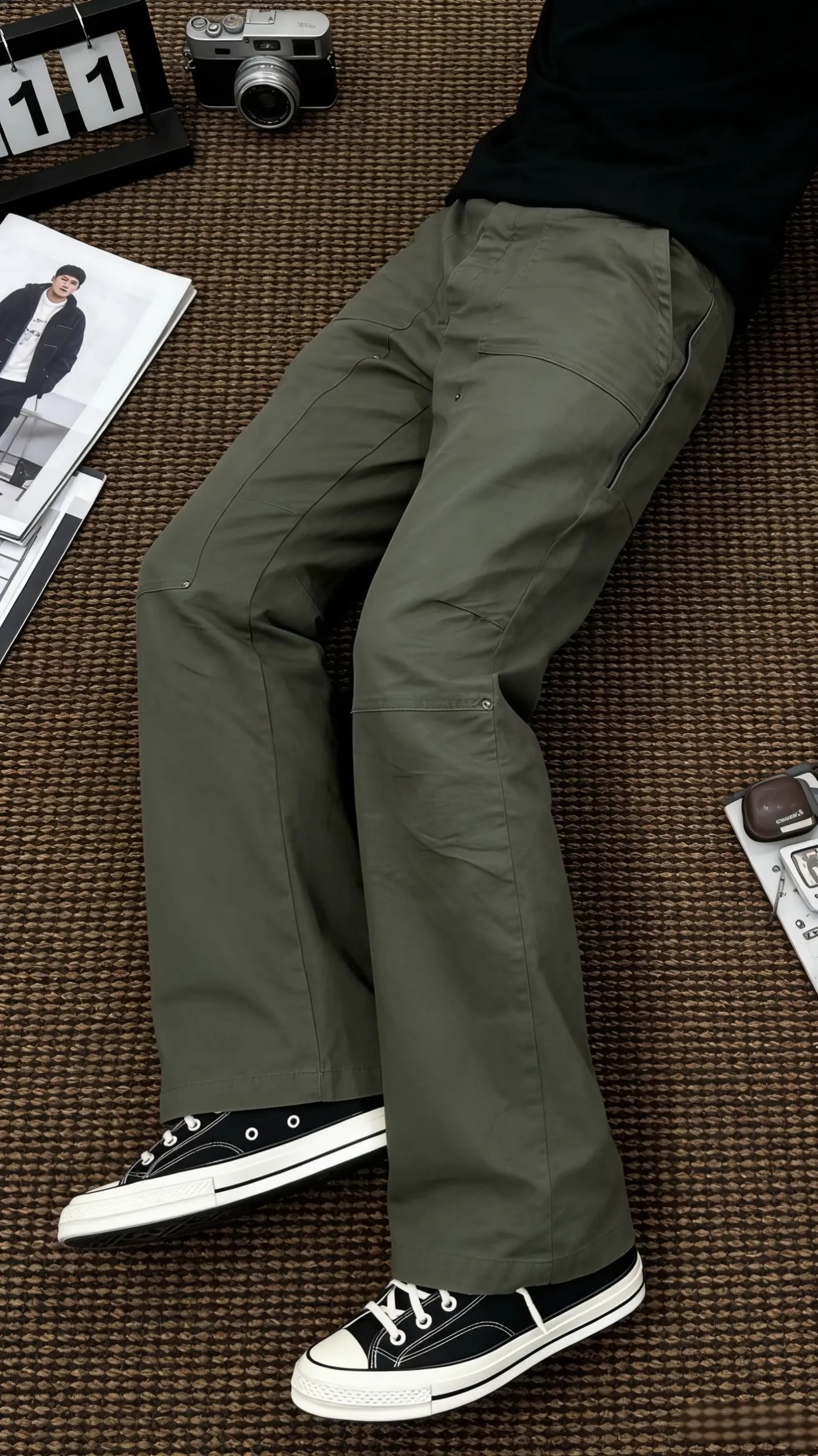 谁能拒绝这款微喇宽松复古四季cleanfit帆布工装裤伐木裤长裤