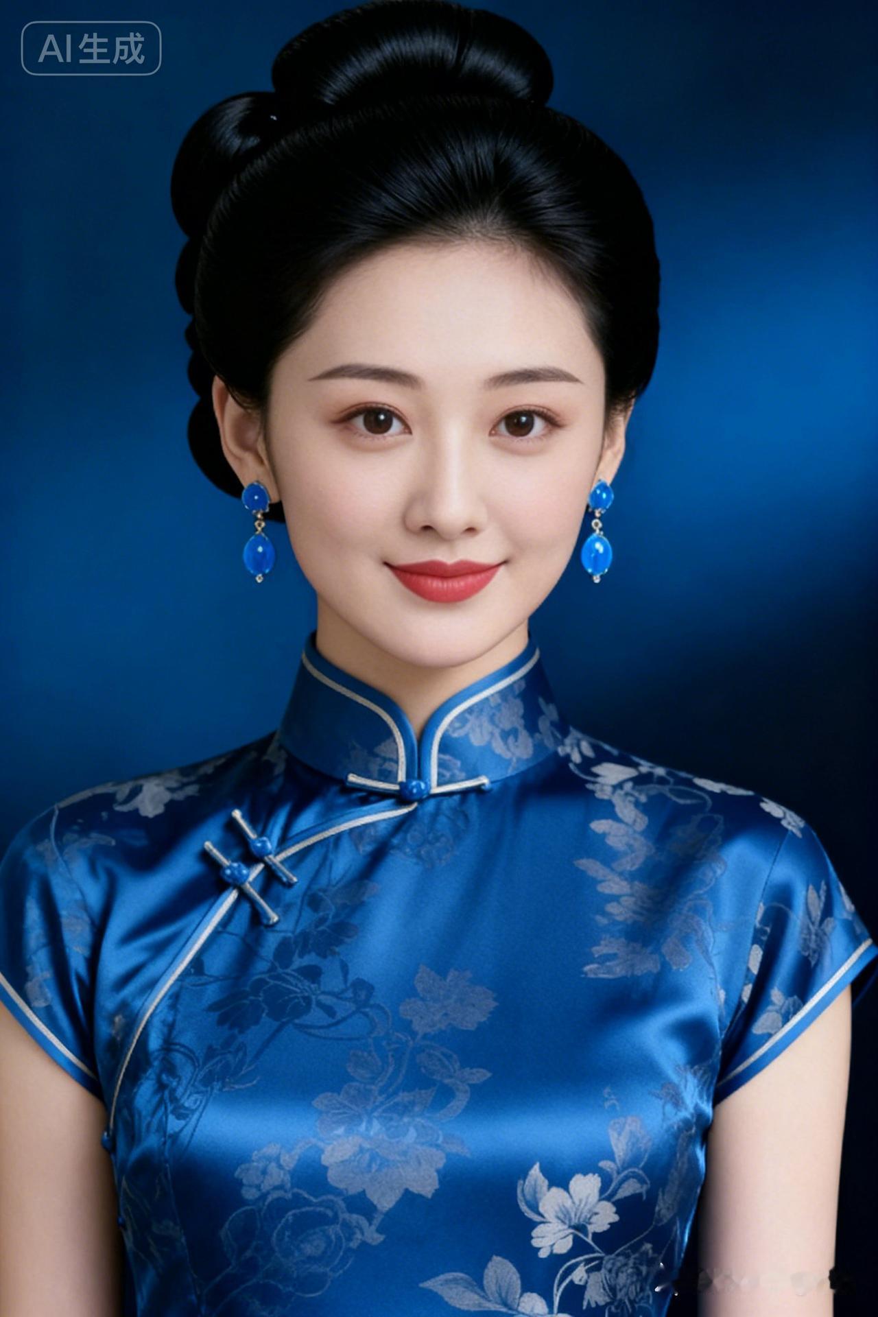 优雅蓝调旗袍，尽显东方韵味！💙✨