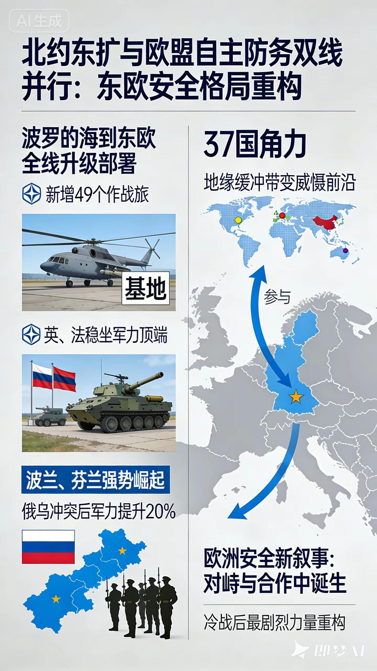 北约东扩+欧盟自主防务双线并行，波罗的海到东欧全线升级部署！英、法稳坐军力顶端，