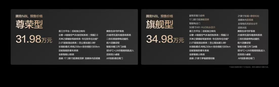 腾势N8L正式开启预售，31.98万的起售价还有限时权益赠送，确实是诚意满满啊[
