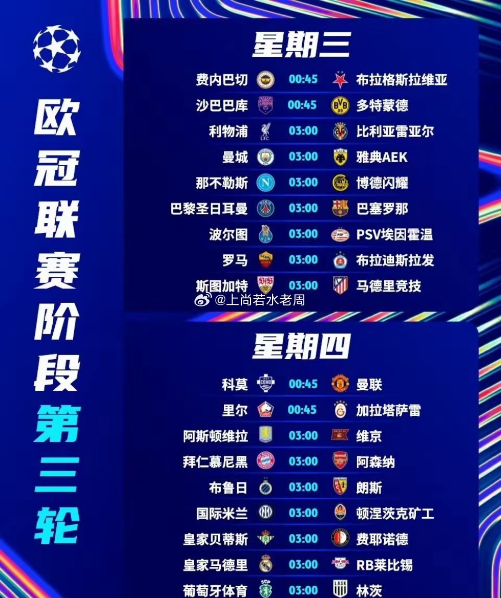 拜仁对决阿森纳，曼联恐再受阻，皇马捍卫主场。欧冠第三轮今晚继续，曼联客场挑战意甲