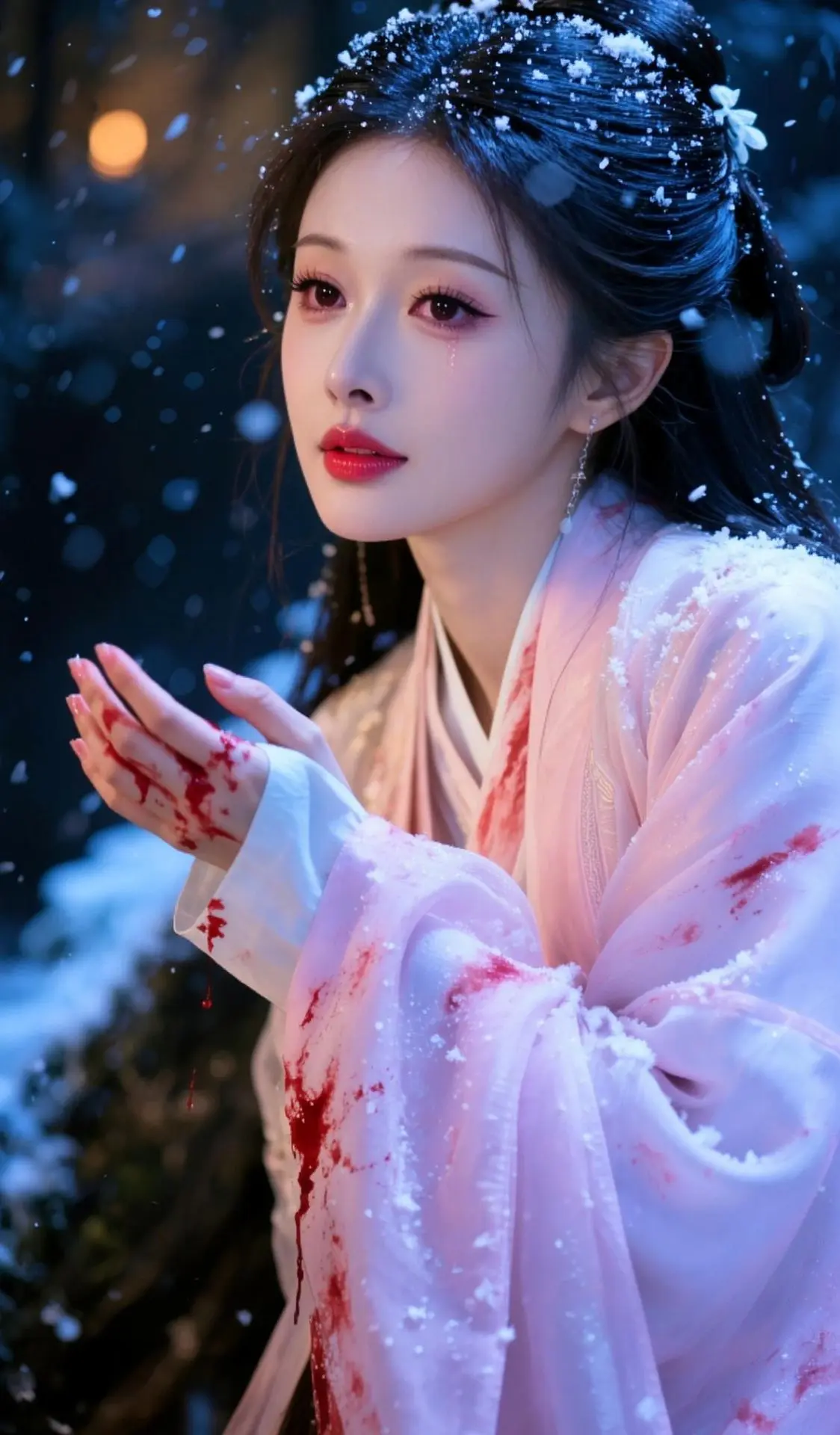 AI古风雪景破碎写真 ai创作 古风悲情故事 雪落汉服 下雪和汉服更配