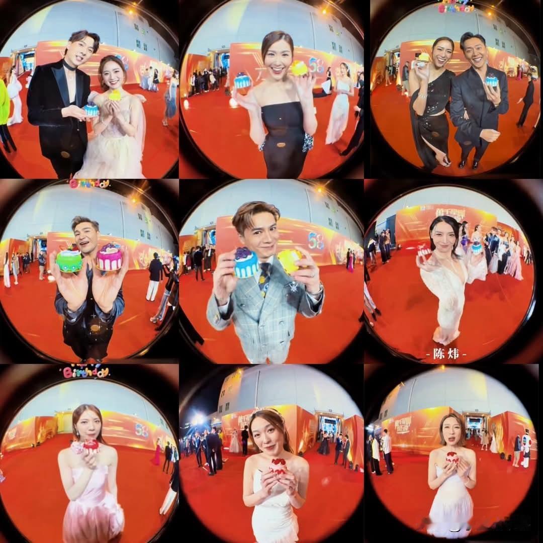中国香港TVB台庆艺人鱼眼镜头为公司庆生。