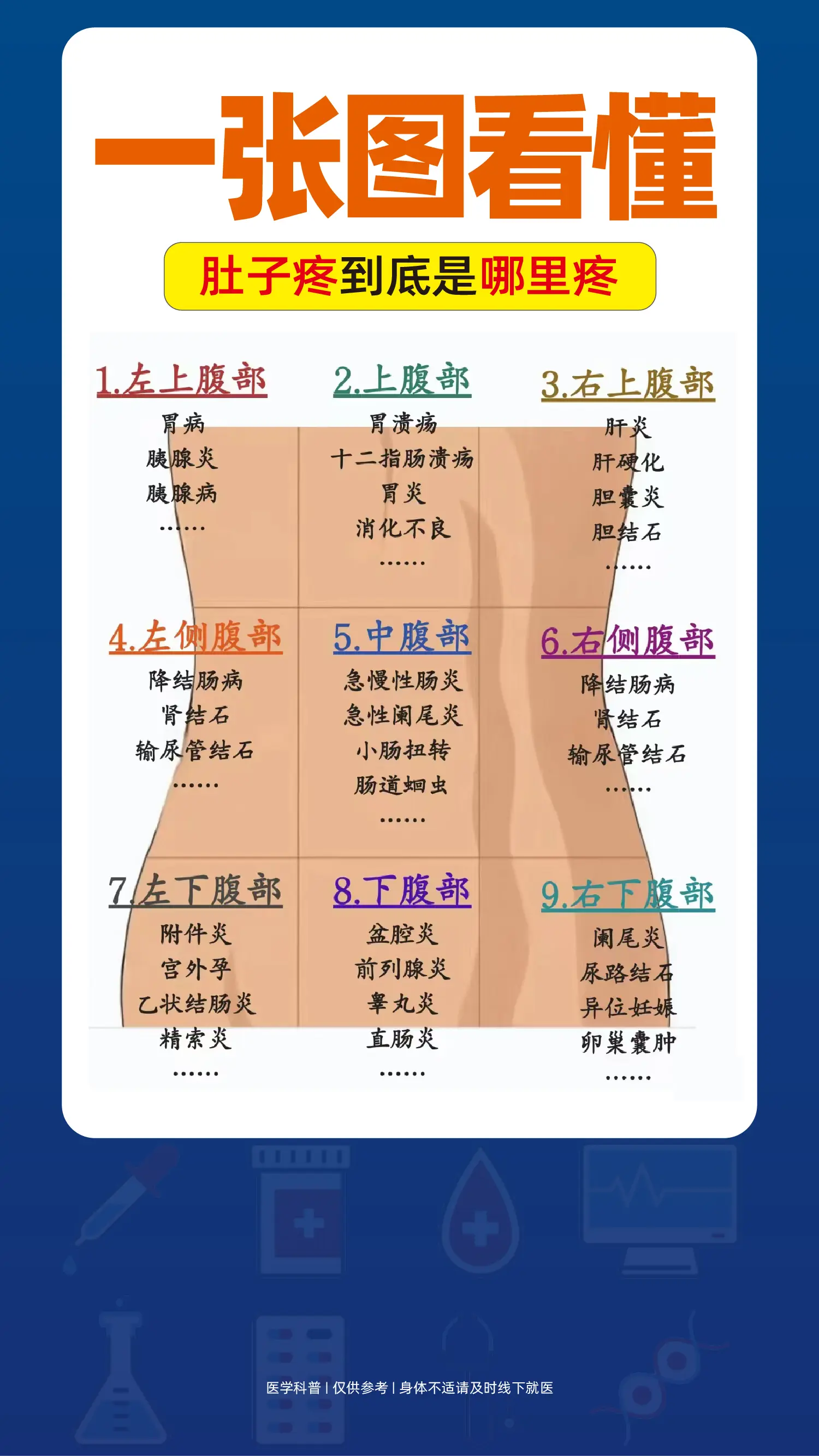 一张图看懂，肚子疼到底是哪里疼。