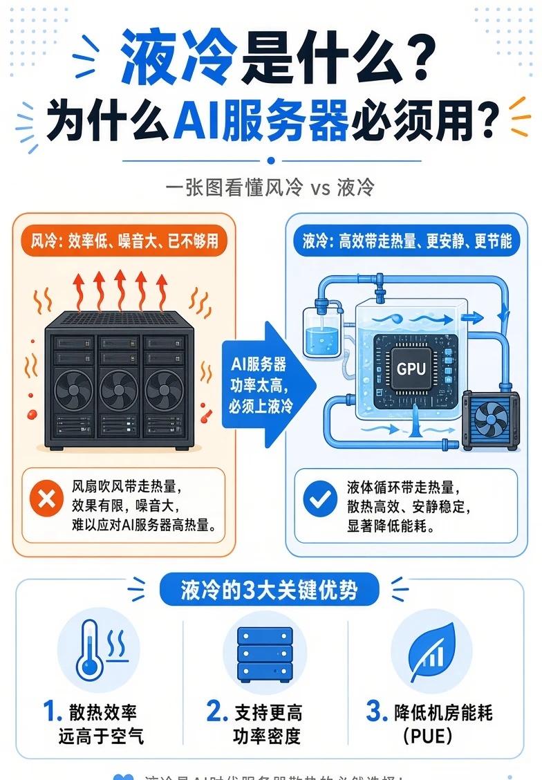 液冷是什么？｜AI服务器为什么必须上液冷
前面我们讲完了存储和光模块：
HBM 