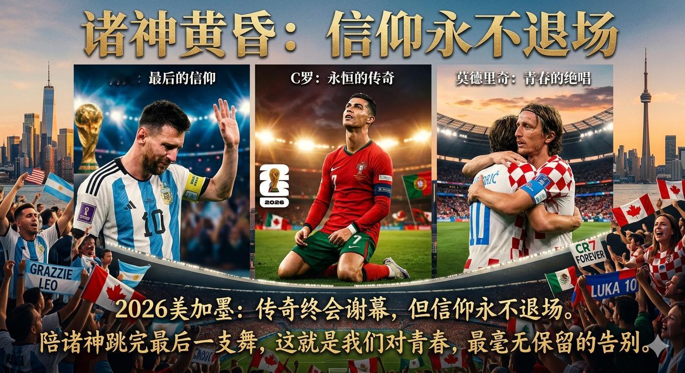 2026年美加墨世界杯，传奇终会谢幕，但信仰永不退，C罗，梅西等等陪诸神跳完最后