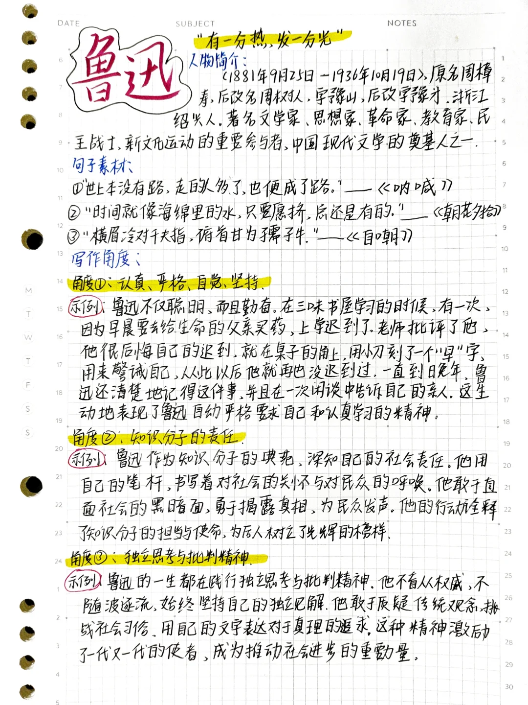 万能人物素材📚鲁迅‼️一例十用