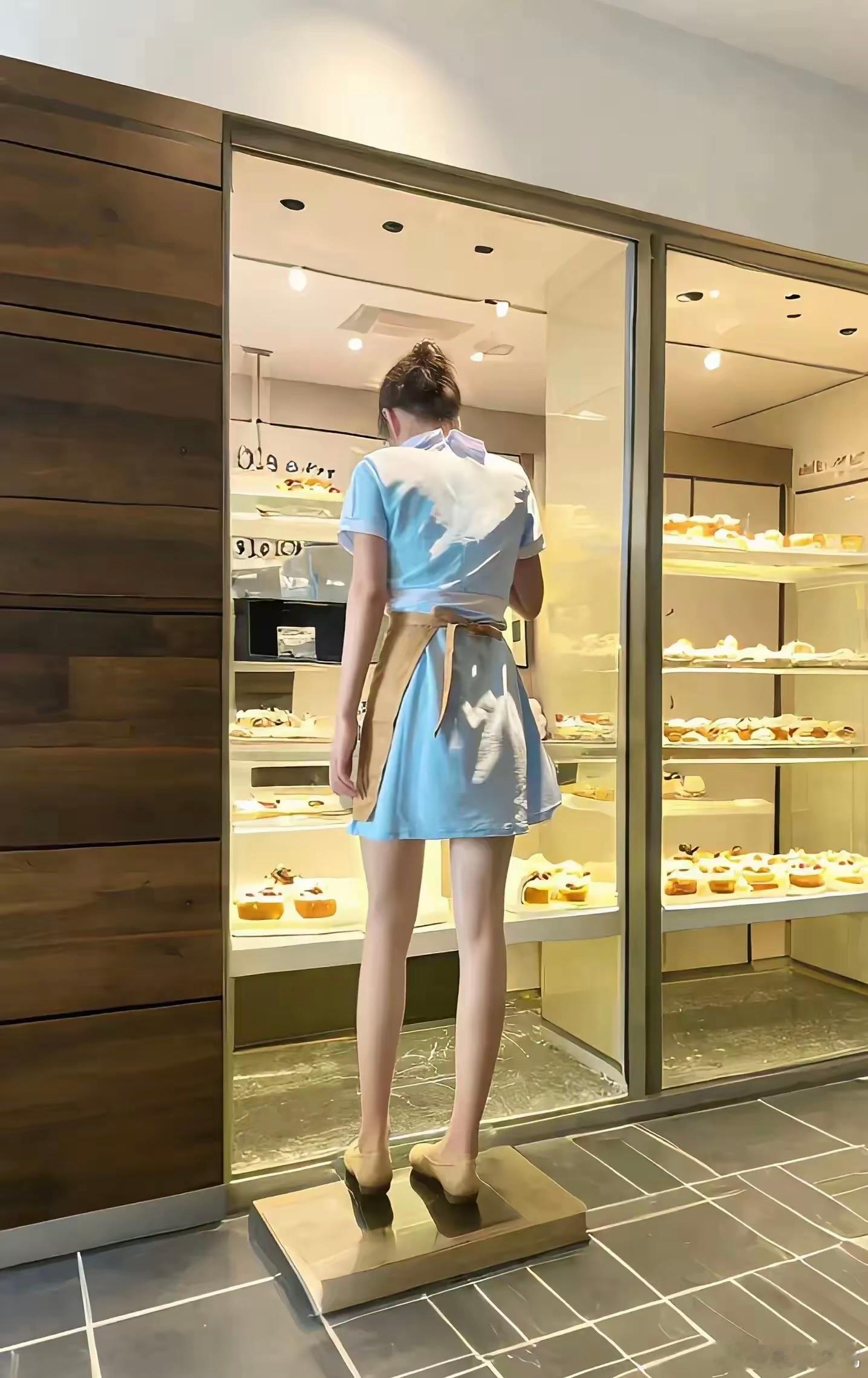 现在蛋糕店的制服是对标空姐吧！[doge] 