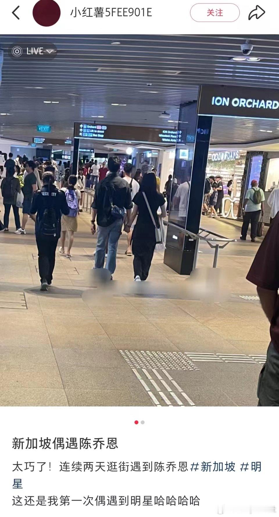 #新加坡偶遇陈乔恩##网友连续两天逛街遇到陈乔恩#哈哈哈哈这位网友太棒了吧！！偶