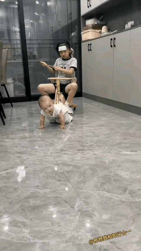姐姐：本事是从小练就的！现在的你只会爬，有什么办法呢……也只能委屈你来拉车了！姐