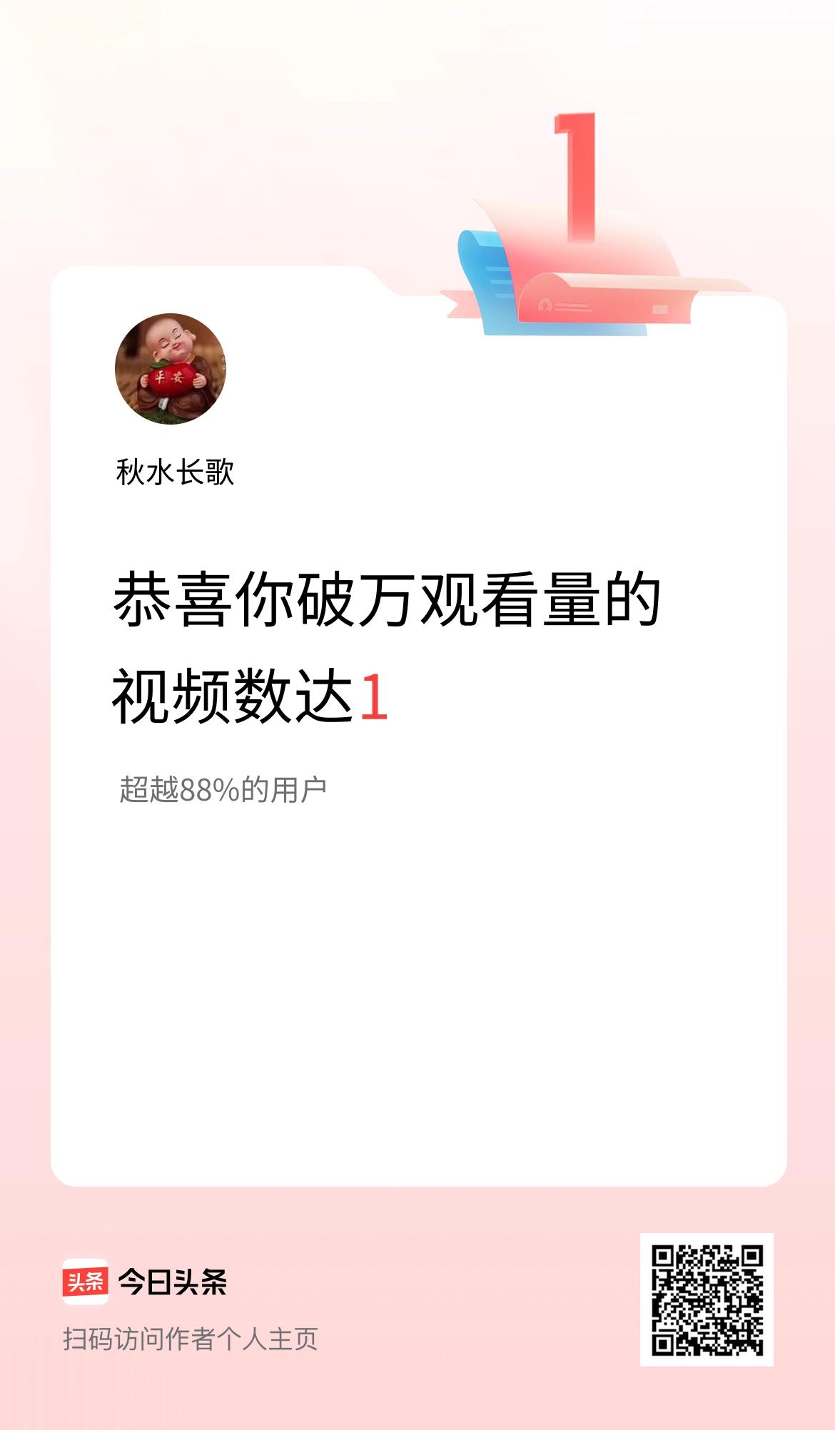我在头条有1条视频播放量破万了！