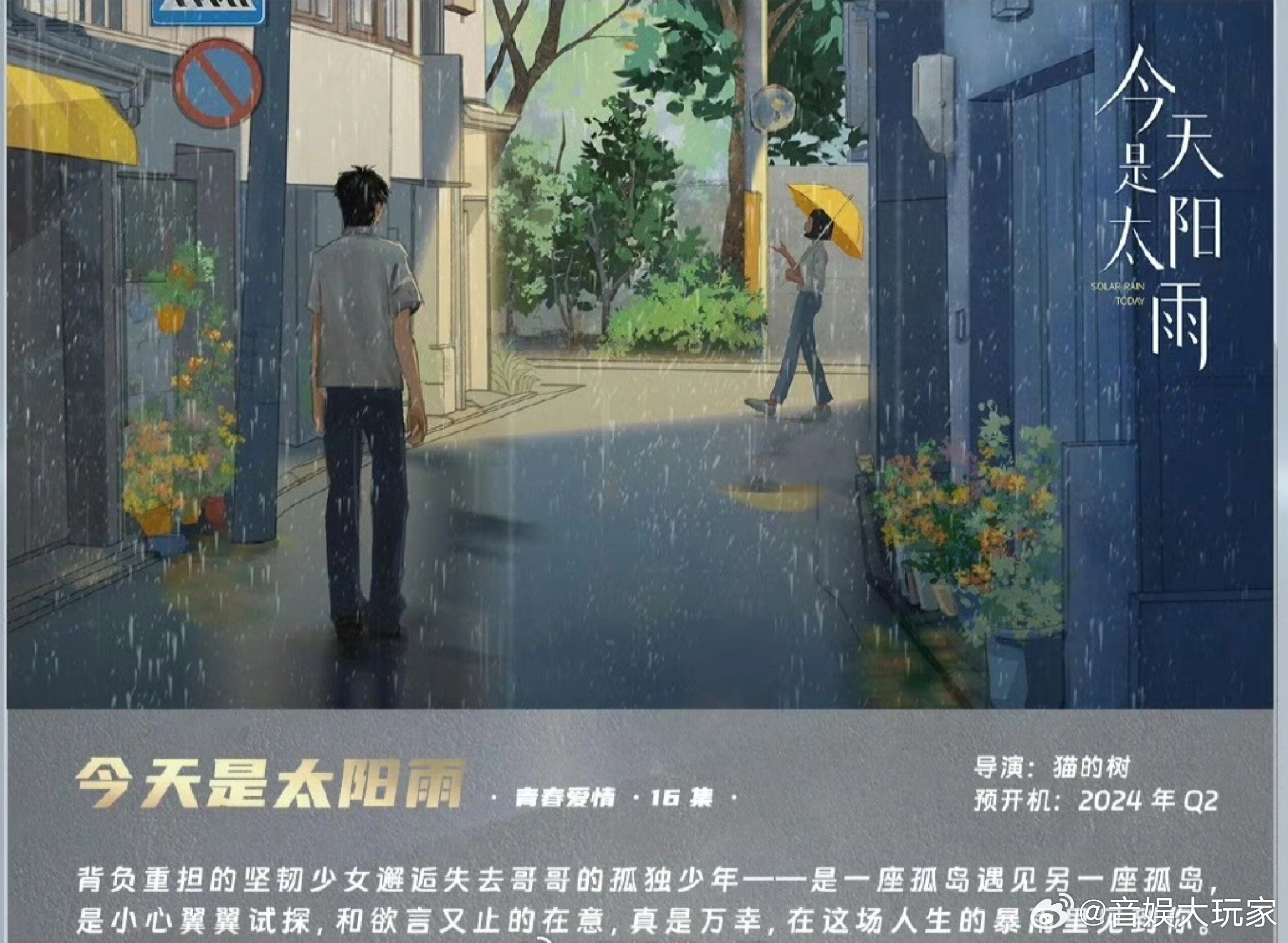 猫的树新剧即将开机青春言情剧《今天是太阳雨》 ​​​