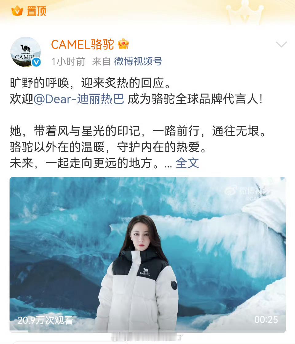 迪丽热巴 骆驼骆驼全球品牌代言人迪丽热巴迪丽热巴骆驼全球品牌代言人正式官宣！又一