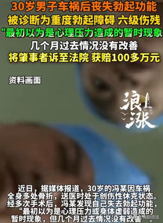 30岁男子冯某车祸后，一开始以为不能勃起是心理压力，几个月后发现是重度勃起障碍6