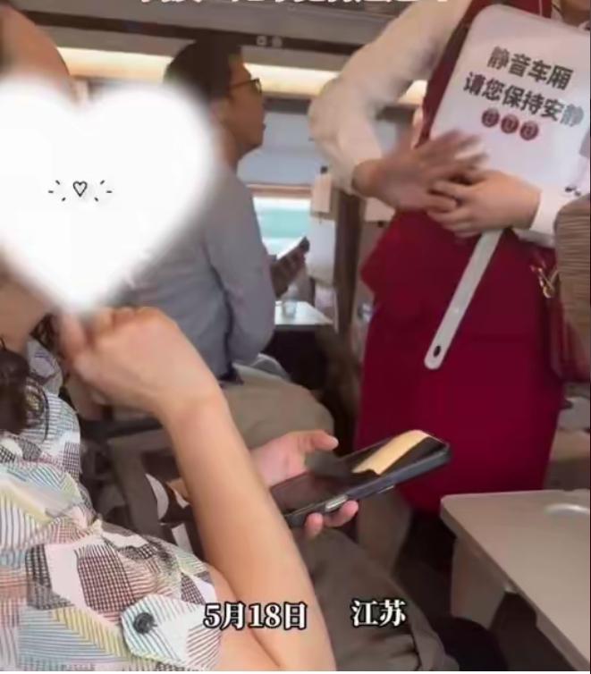 怎么有这么厚脸皮的人，
5月18日，上海虹桥开往北京的高铁静音车厢内，一名女乘客