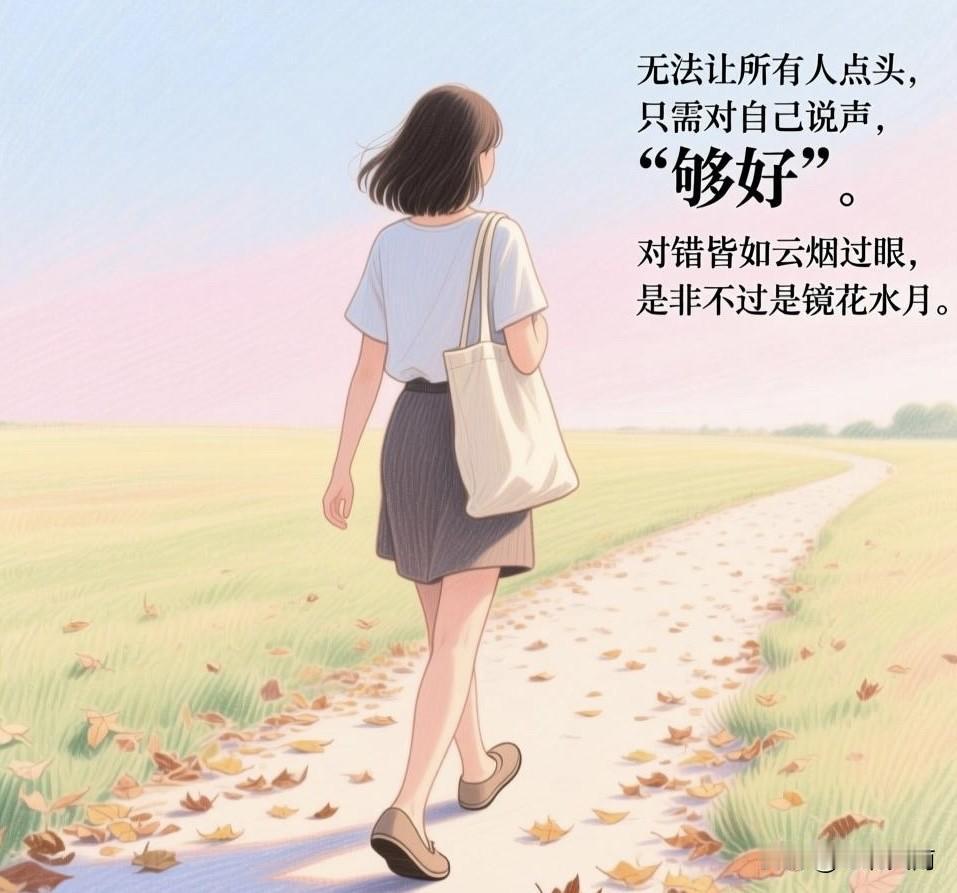 ‌无法让所有人点头，
只需对自己说声“够好”。

对错皆如云烟过眼，
是非不过是