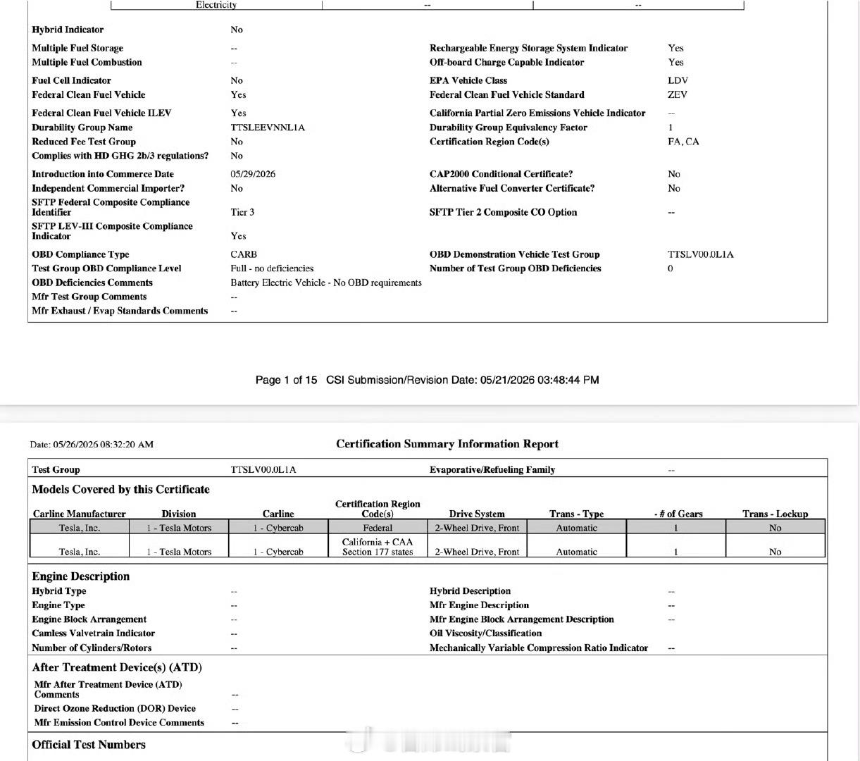 特斯拉Cybercab参数曝光：Cybercab 是一款前轮驱动的纯电车型，搭载