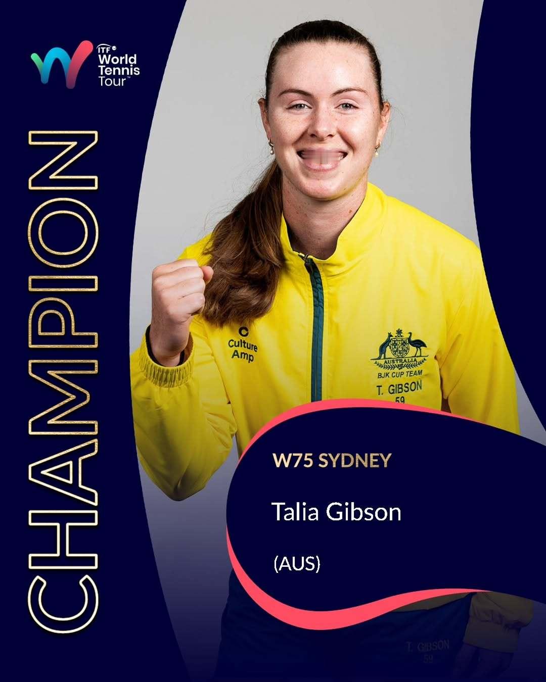 塔莉娅·吉布森在W75悉尼站赢得本赛季第3个冠军🏆决赛中以6-2 6-4击败同