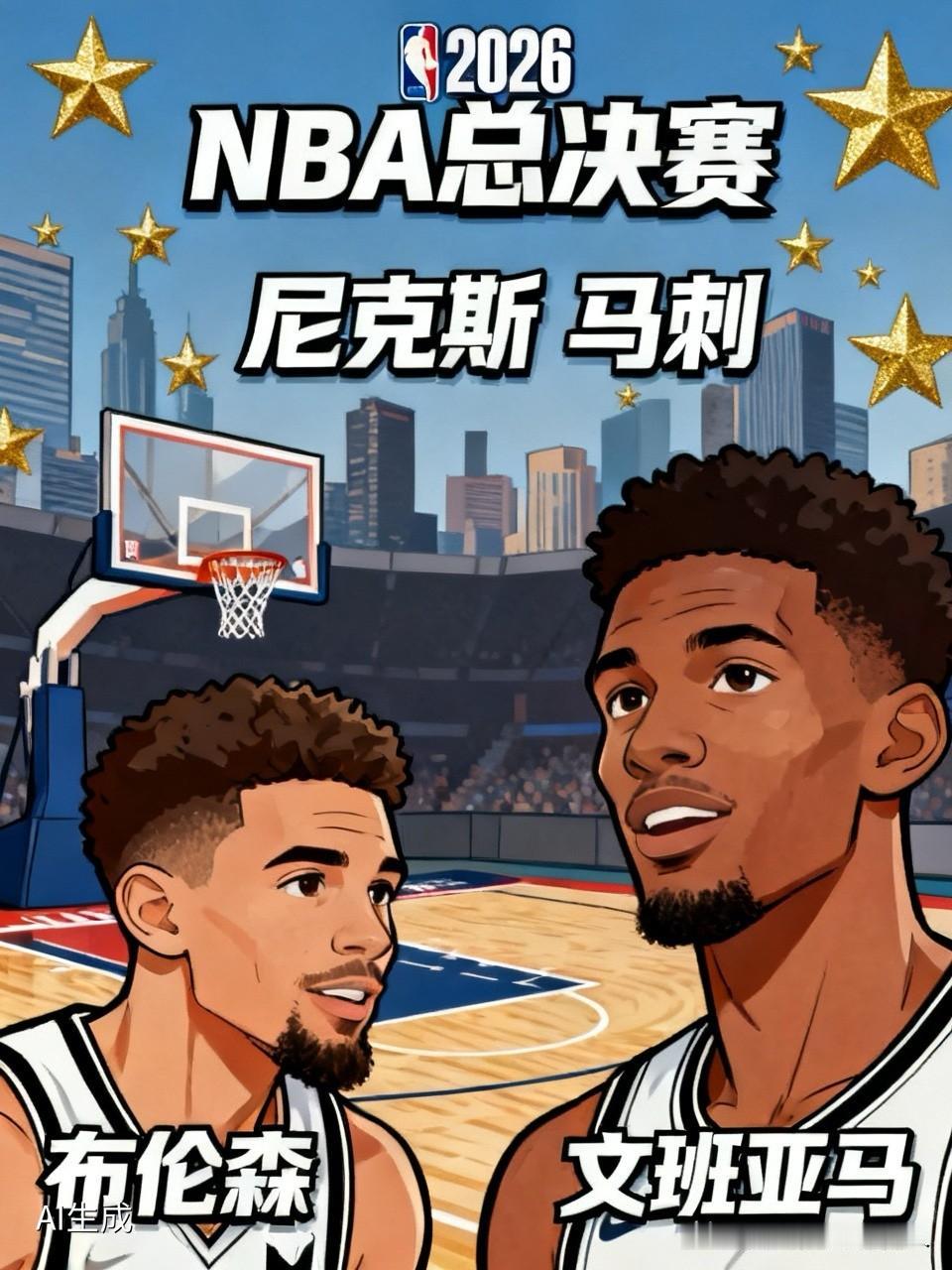 2026年NBA总决赛，尼克斯对阵马刺，布伦森和文班亚马的王牌对位备受关注。官方