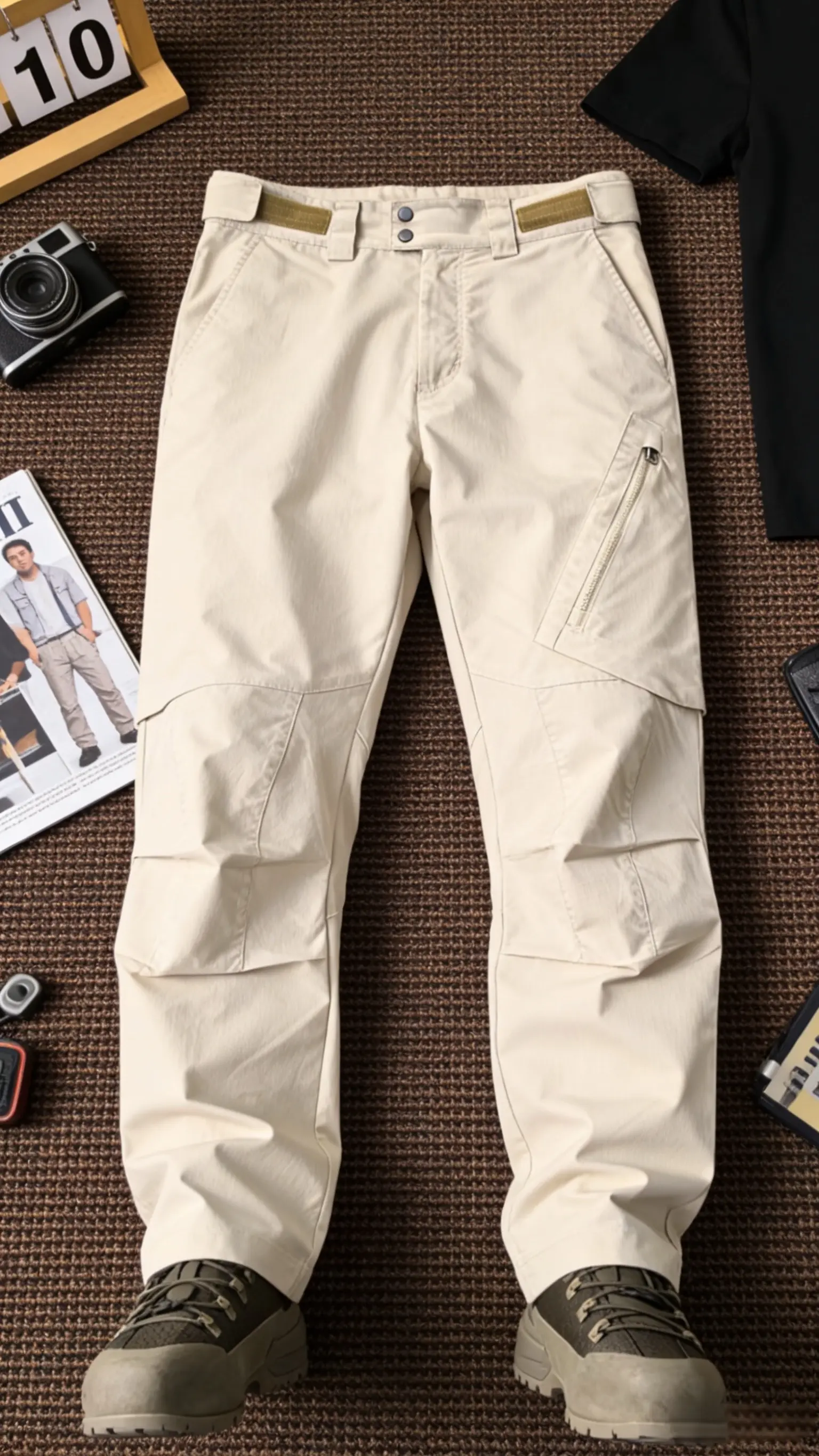 谁能拒绝这款户外战术松紧调节工装裤多口袋立裁拼接直筒裤宽松伞兵休闲裤