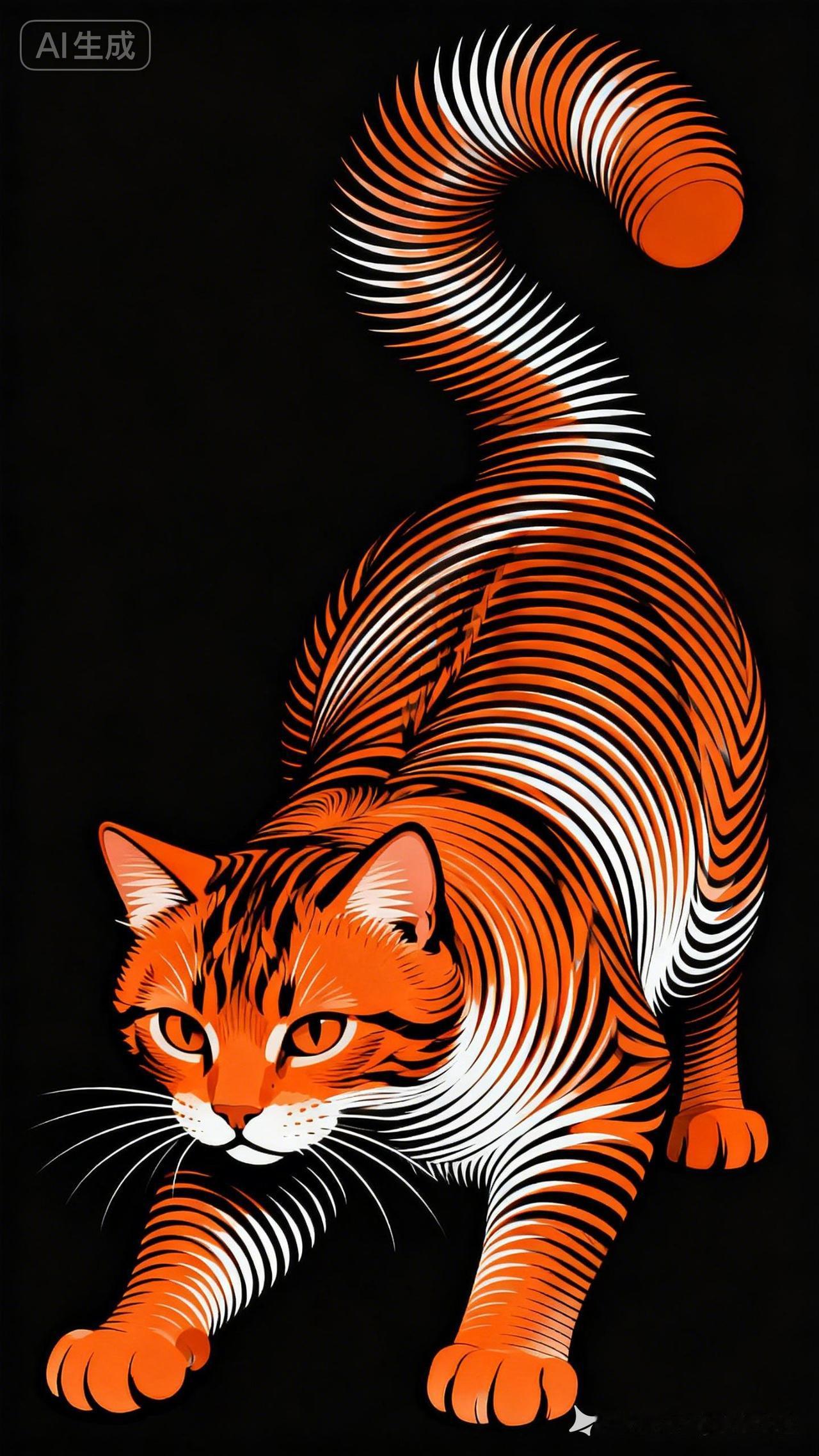 🐯 惊艳的AI艺术，橙白相间的虎纹，栩栩如生！🎨💕