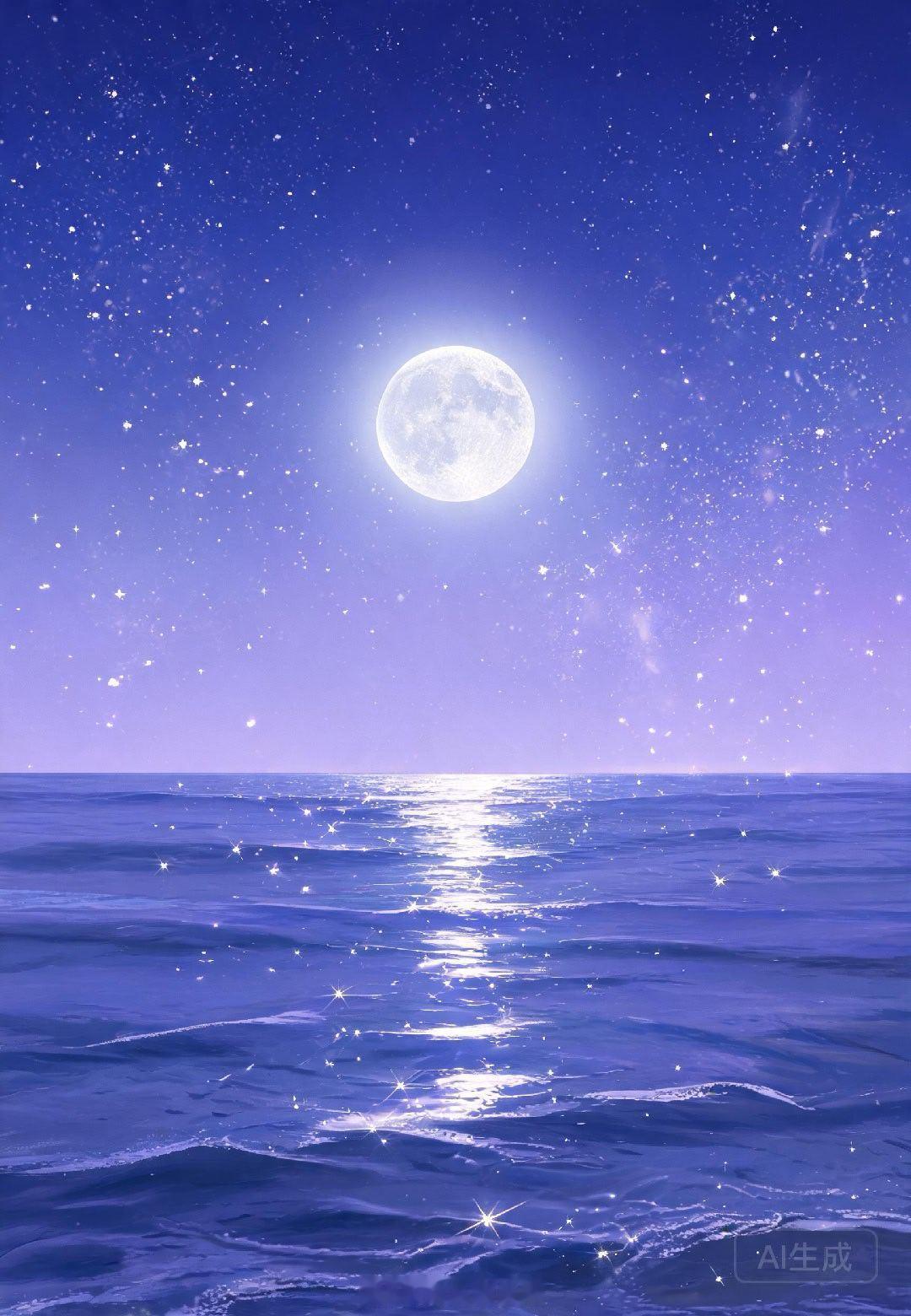 🌙 深夜星空｜周六｜睡前灵气时刻 ✨夜深了，月亮正游过双鱼座的温柔海域 🌊今