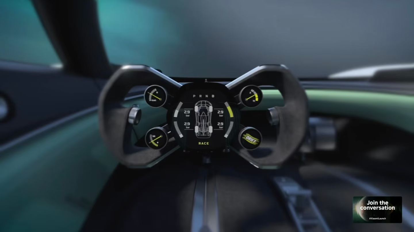 小米超跑有点帅啊，极低趴车身、中置驾驶舱、宽体设计、大型尾翼、碳纤维侧裙、多进气