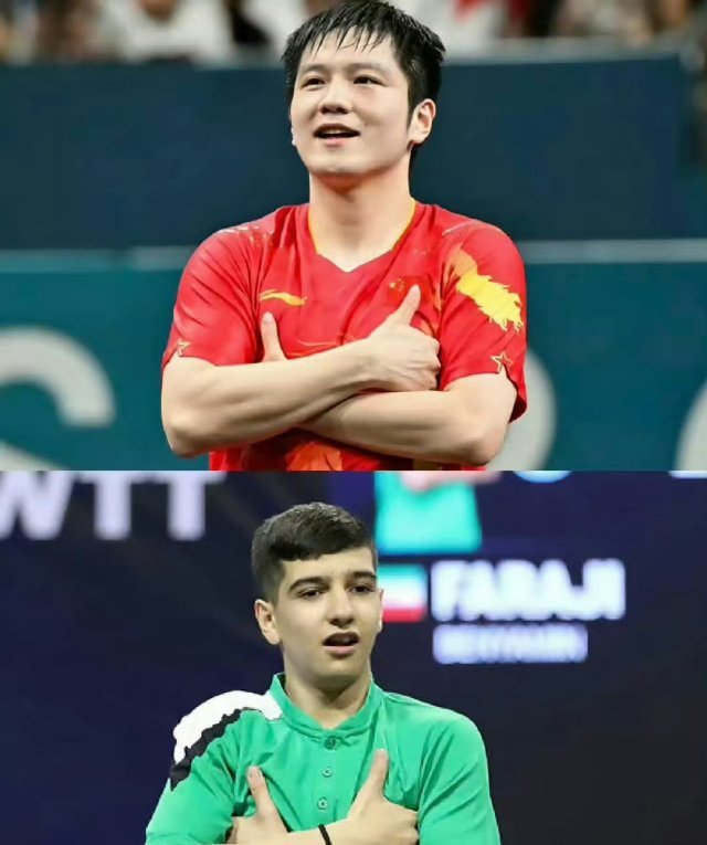 本雅明模仿樊振东庆祝手势   本雅明社媒表示确实在致敬樊振东，但姆总表示心里苦啊