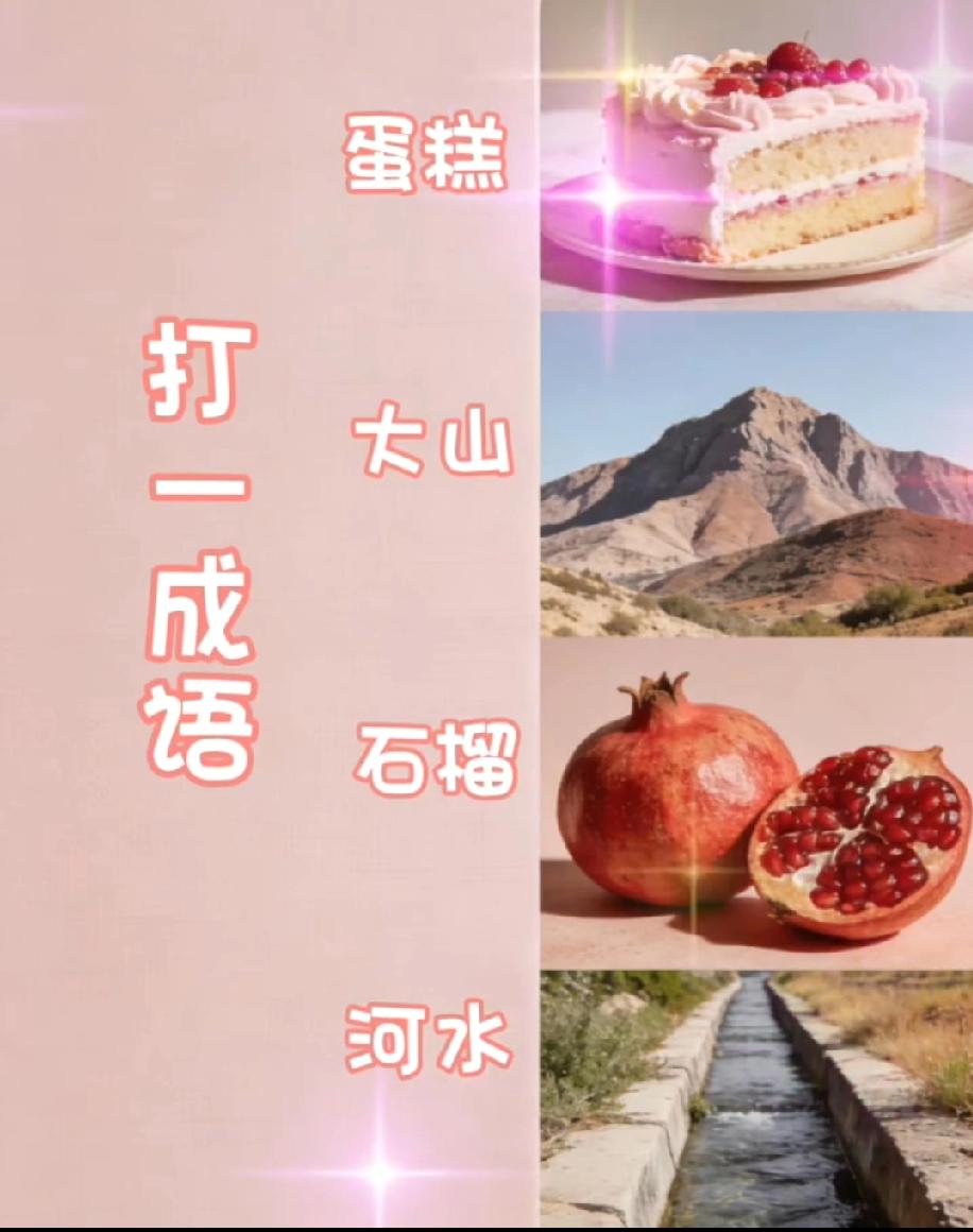 烧脑挑战！蛋糕+大山+石榴+河水，猜一个成语，能想到的都是学霸！