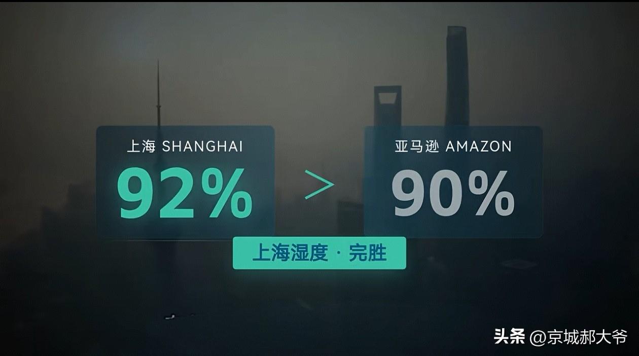 上海刚刚破了一项记录，空气湿度92%，完胜了同一时期湿度90%的亚马逊雨林。这还