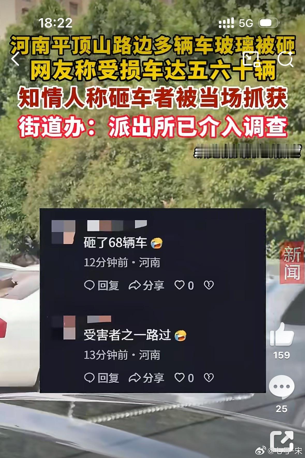 曝平顶山一路边五六十辆车被砸这类集体车辆受损情况，建议优先联系自家保险公司申请代